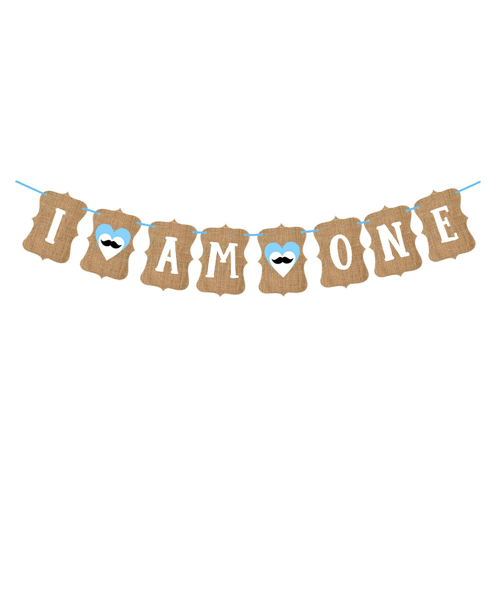 Zyozi I Am One Mustache Banner For Boys, I Am One Birthday Banner-image-46