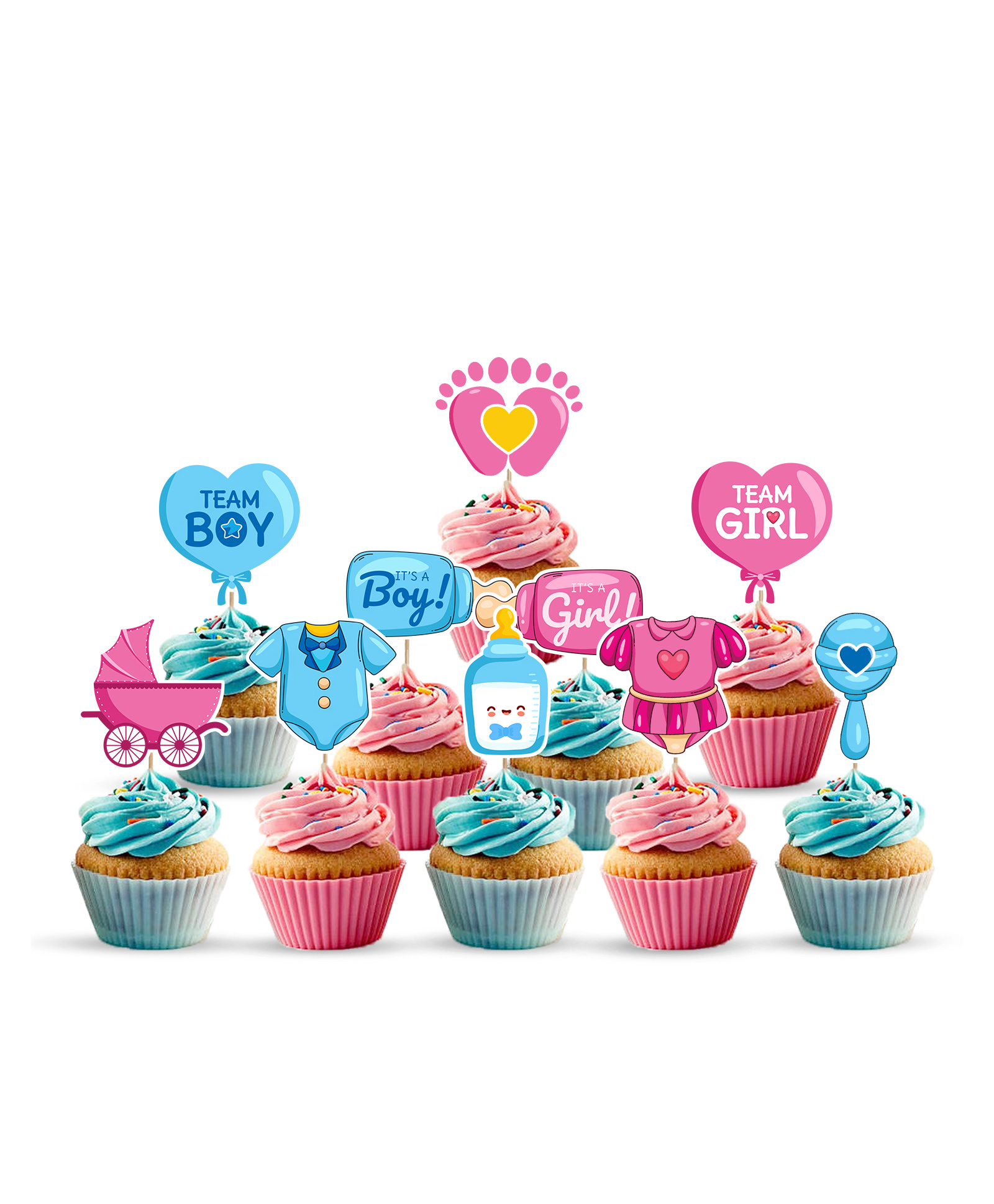Zyozi Baby Shower CupCake Topper Baby Shower Party Decorations for boy or girl (Pack of 10)-image-39