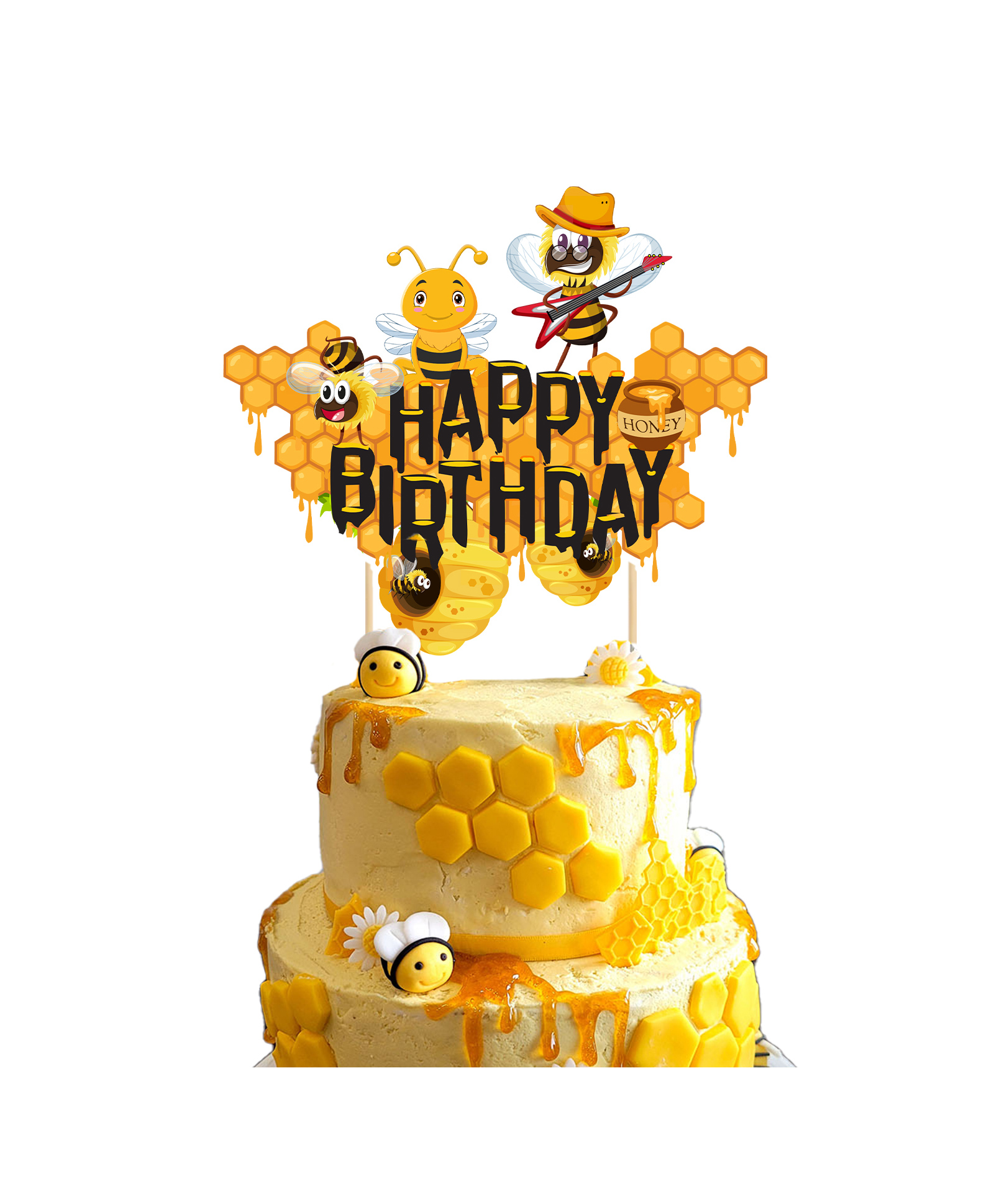 Zyozi Birthday Day Cake Topper Honey Bee Cake Topper Honey Bee Themed Party Supplies-image-14