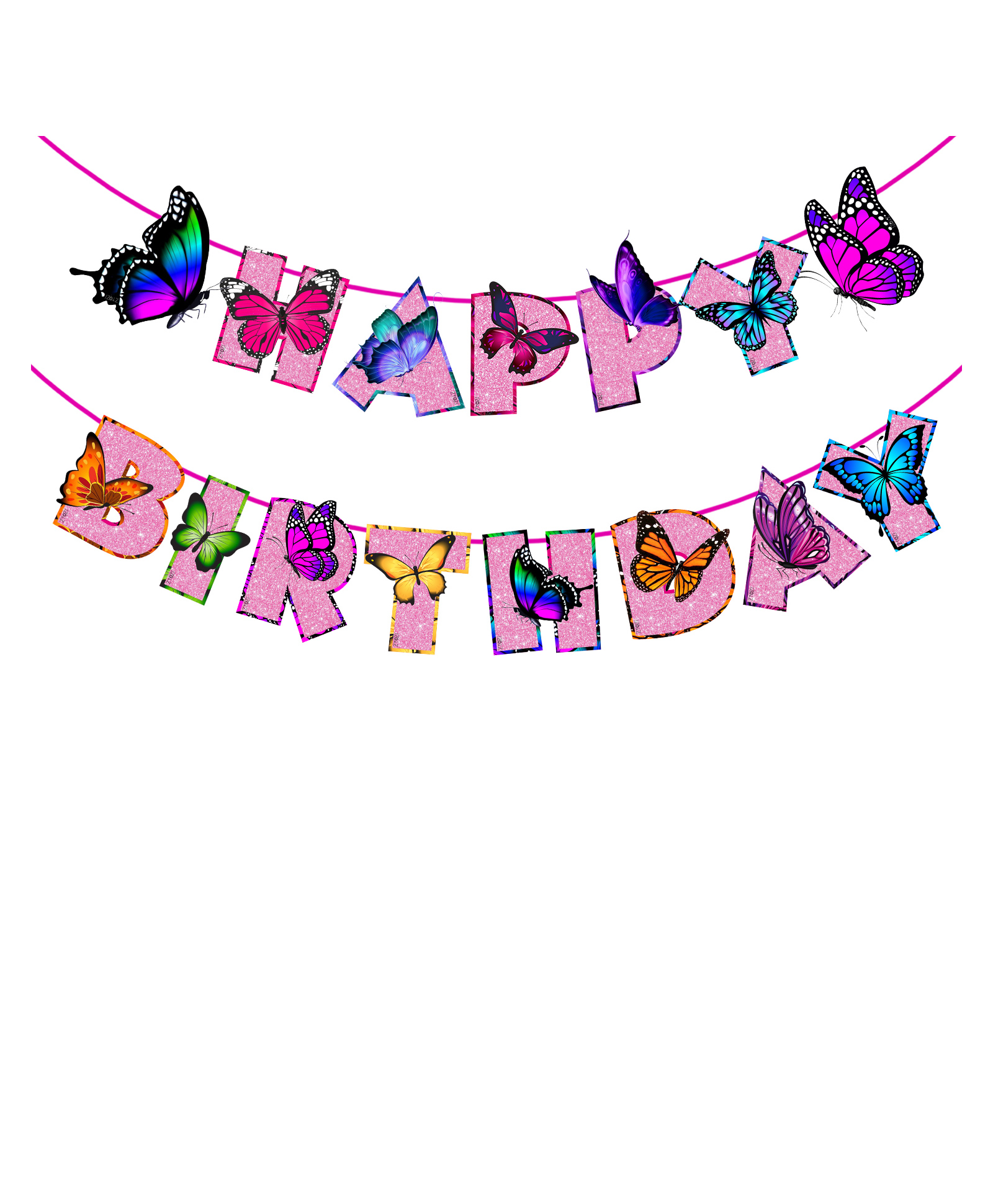 Zyozi Butterfly Theme Birthday Banner Butterfly 1st 2nd 3rd Birthday Decorations Pink and Purple for Girls-image-20