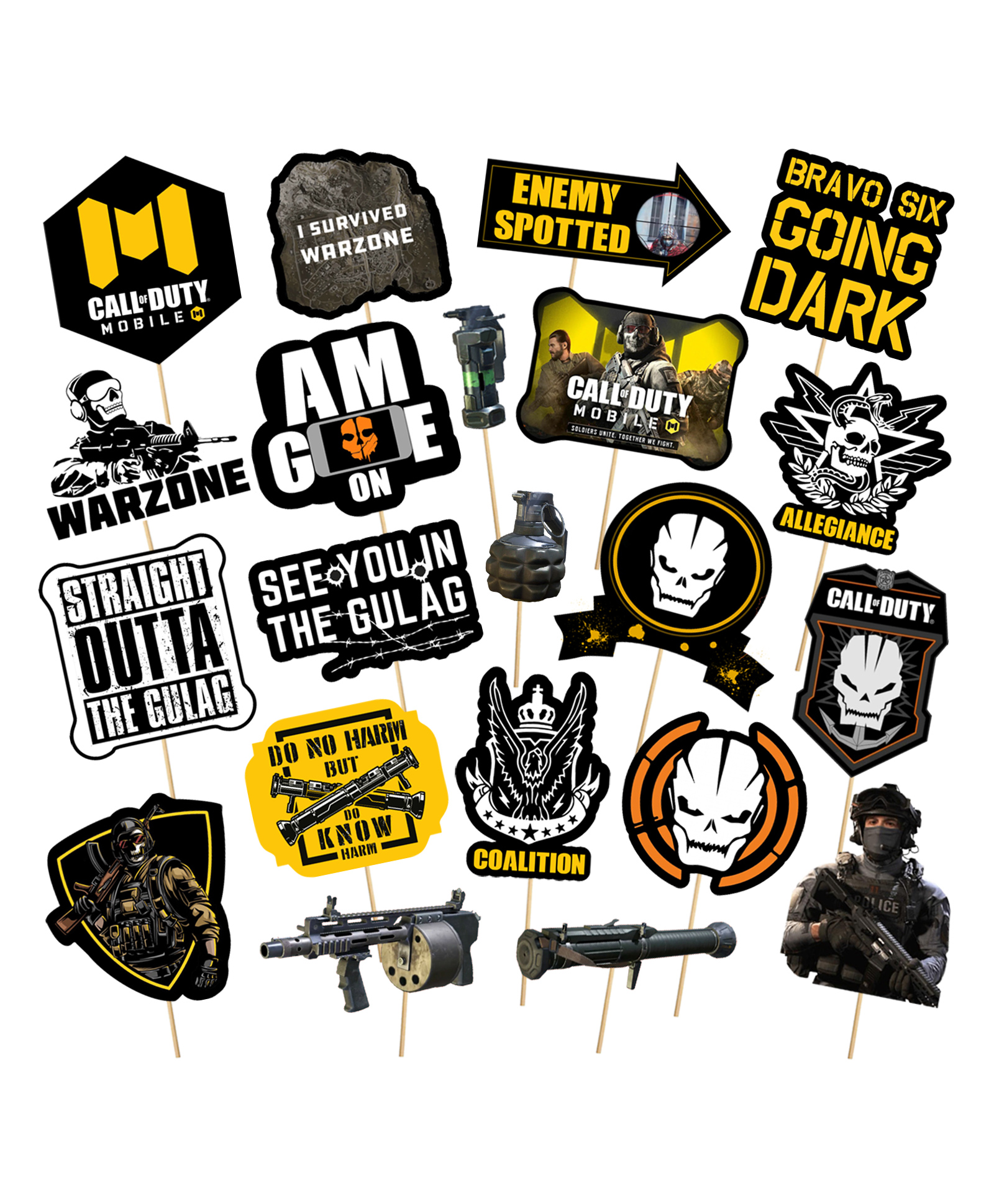 Zyozi 21 Pcs Call of Duty Theme Photo Booth Props Decoration For Boys Birthday Party Supplies-image-14