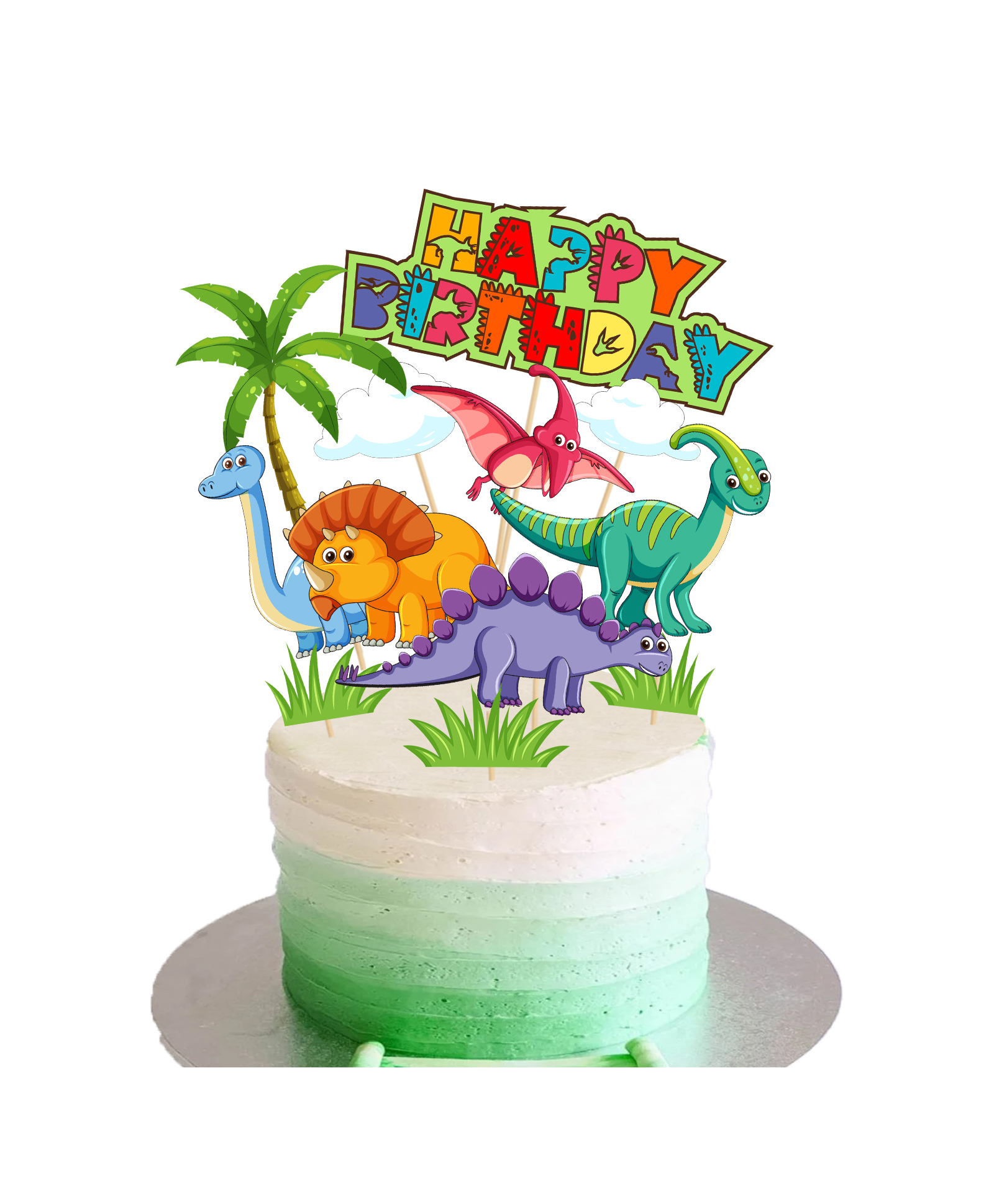 Zyozi Dinosaur Theme Birthday Party Supplies, 1 Set Dinosaur Theme Birthday Party Cake Topper-image-15