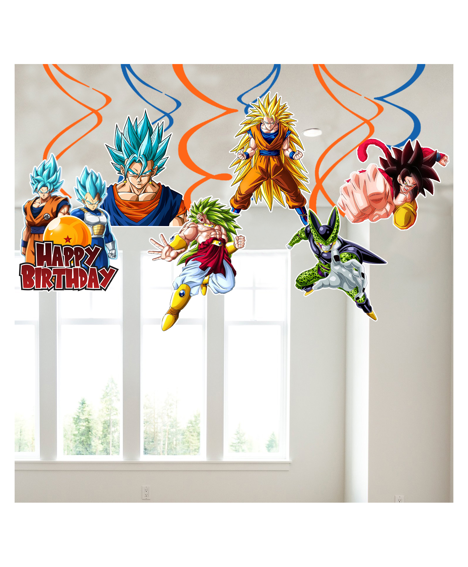 ZYOZI 6 Pack Birthday Party Decorations Hanging Swirl Decor Anime Theme Party Supplies ,Orange-image-3