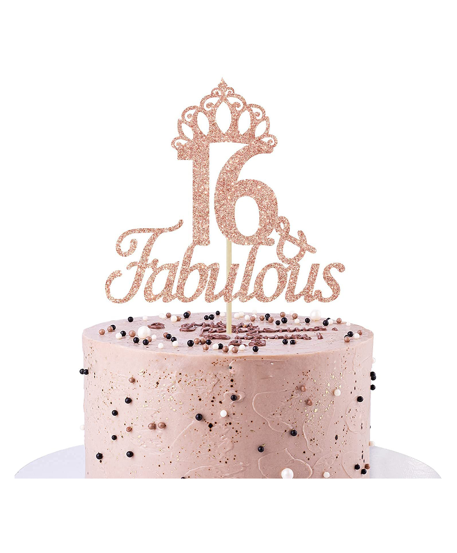 Zyozi 16 & Fabulous Cake Topper, 16th Birthday for Girl Happy Sweet 16 Birthday Decorations Rose Gold-picture-13