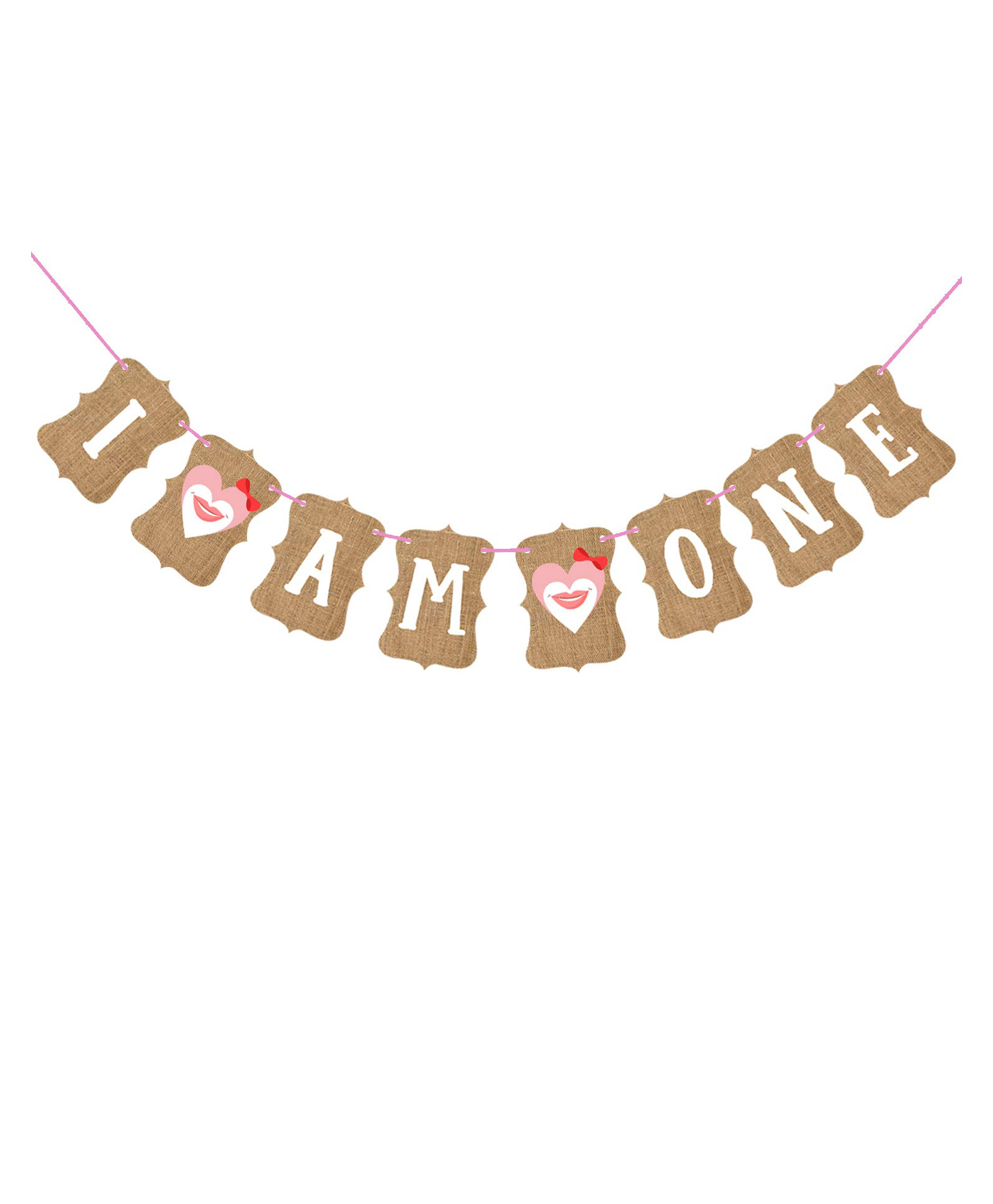 Zyozi First Birthday Party Banner ( I am One ) Pink 1st Birthday Bunting Banner-image-31