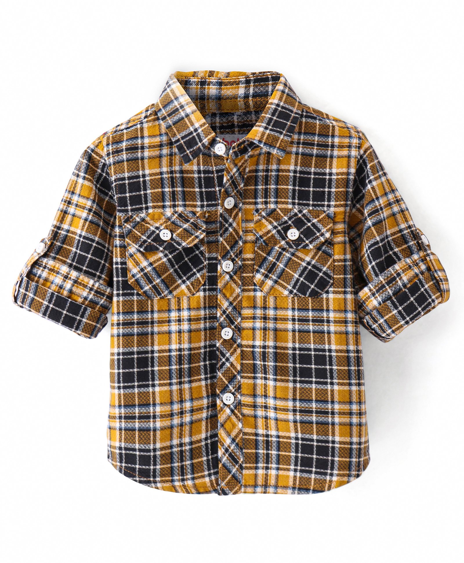 Babyhug Cotton Woven Full Sleeves Checks Shirt with Pockets - Yellow-image-21