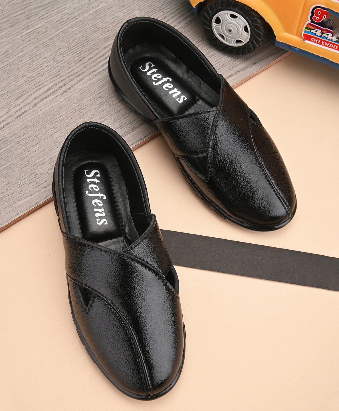 Stefens Synthetic Self Design Mojaris - Black-picture-13