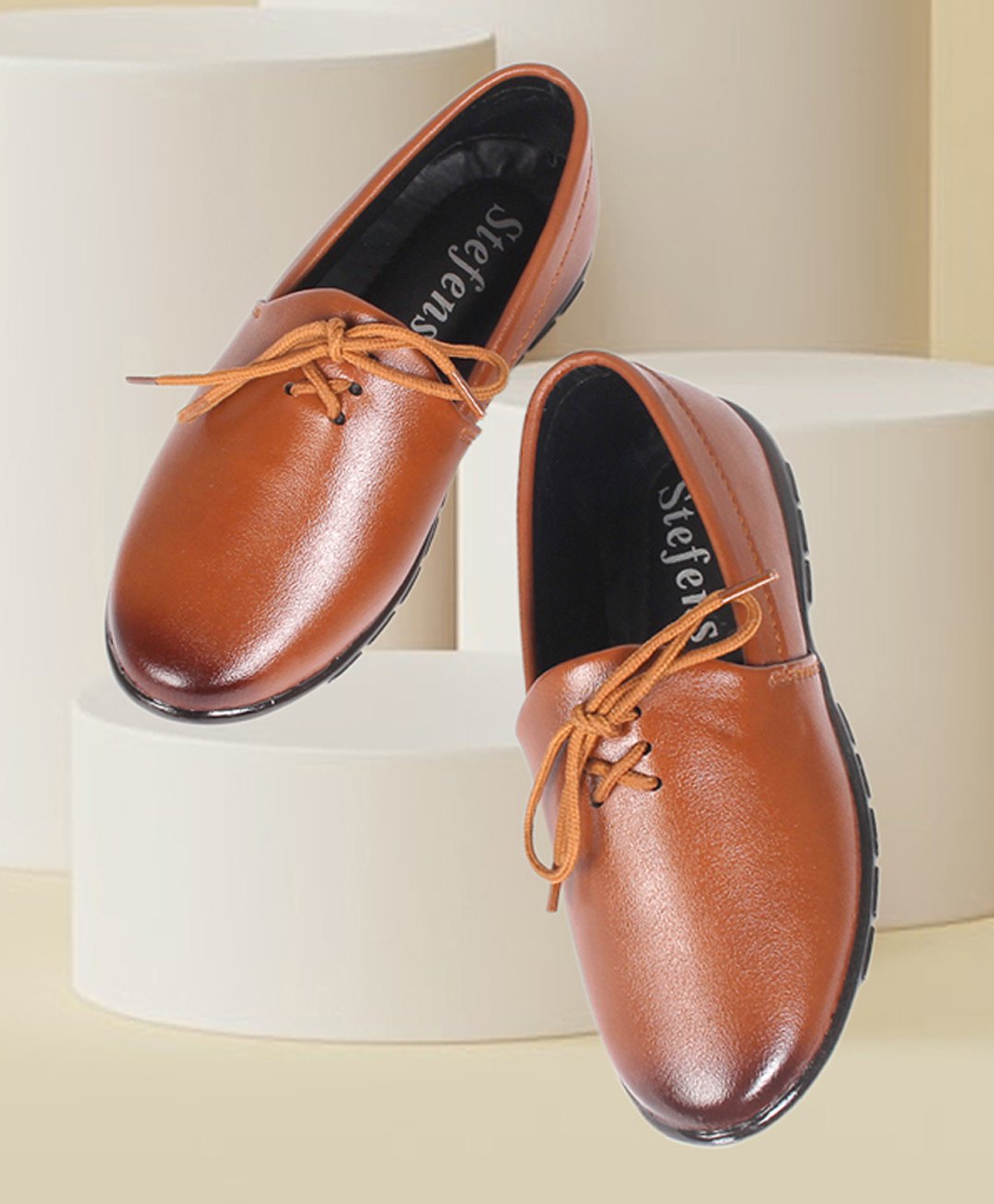 Stefens Synthetic Self Design Shoes - Tan-picture-36