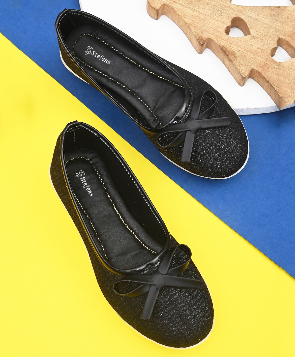 Stefens Bow Detailed Ballerinas - Black-image-13
