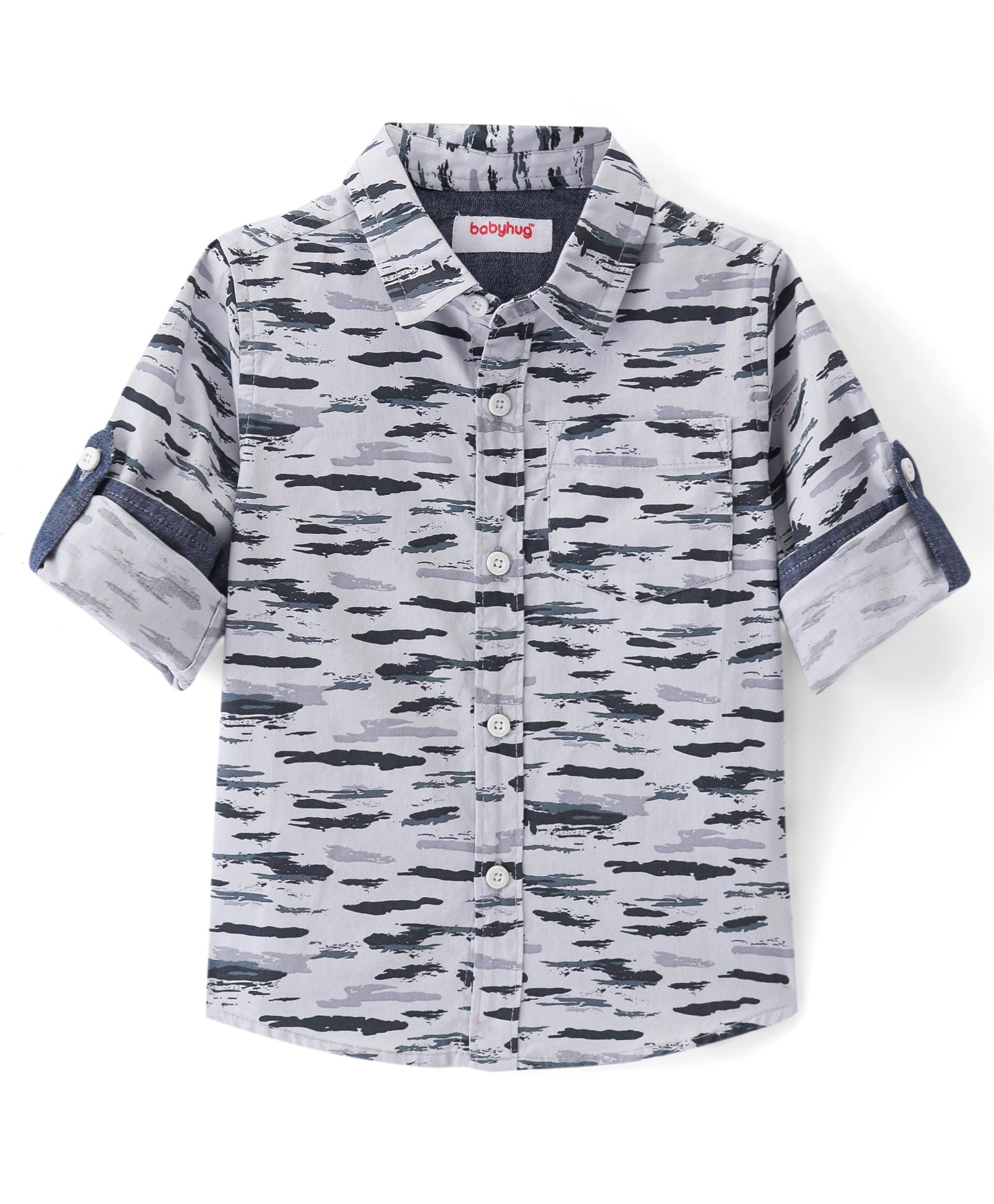 Babyhug Cotton Woven Full SleevesRegular Collar Printed Shirt - Grey-picture-32