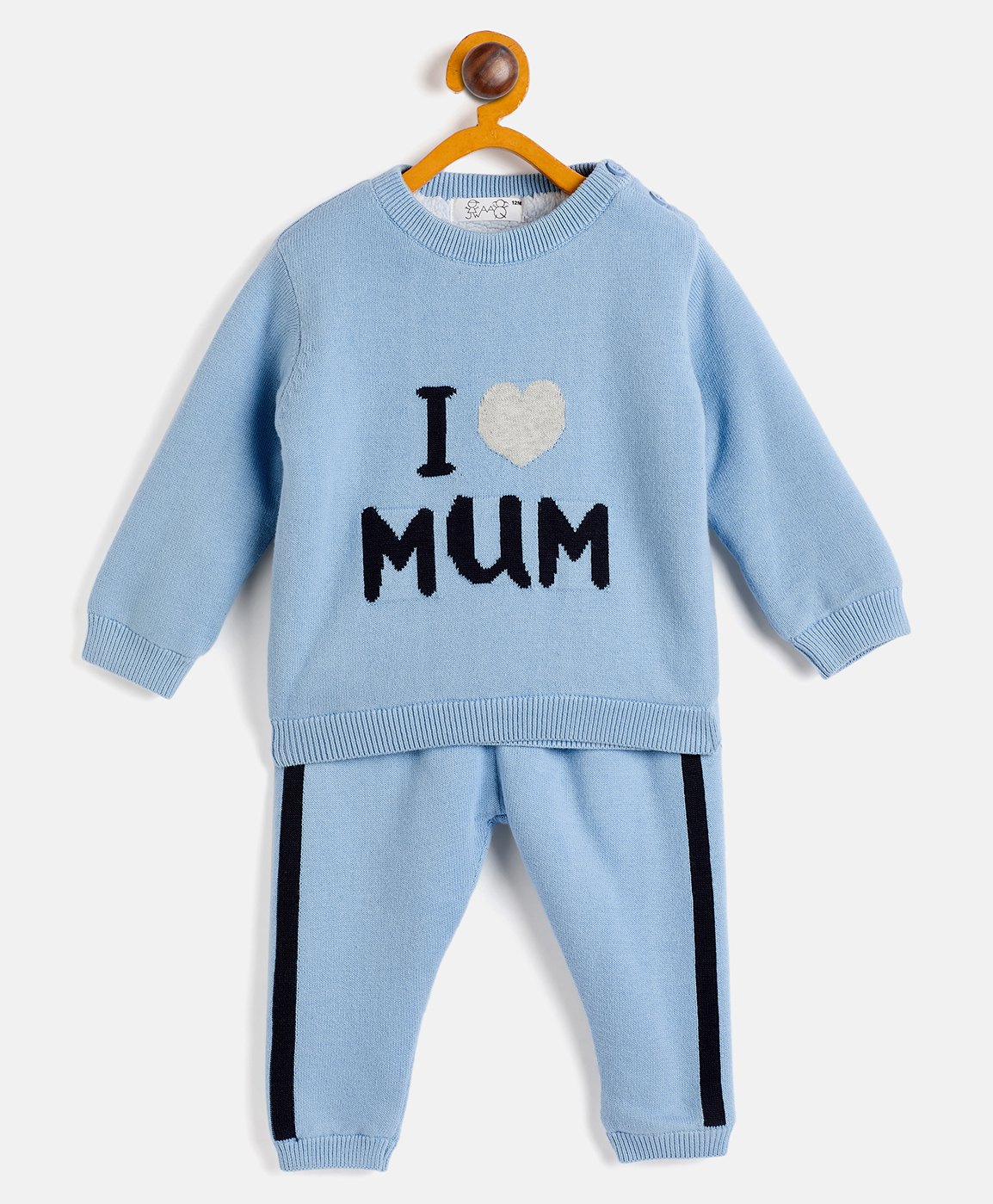 JWAAQ Cotton Blend Full Sleeves I Love Mum Printed Winter Set With Faux Fur - Blue-picture-10