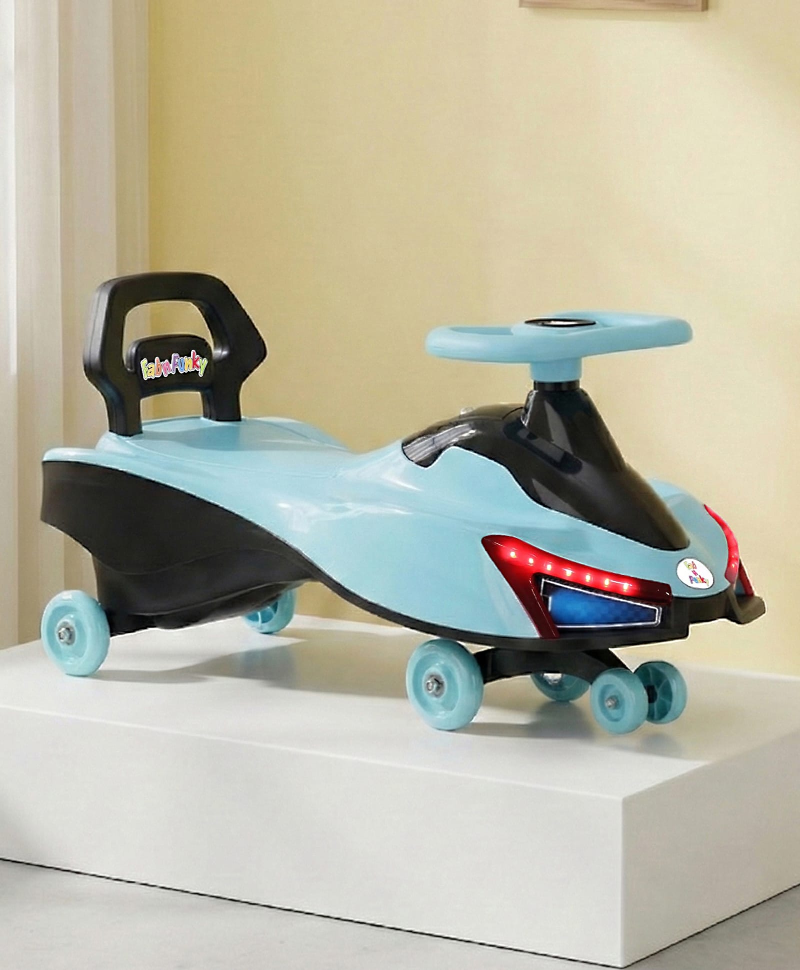 Smooth Ride Kids Swing Car With Light & Music - Blue