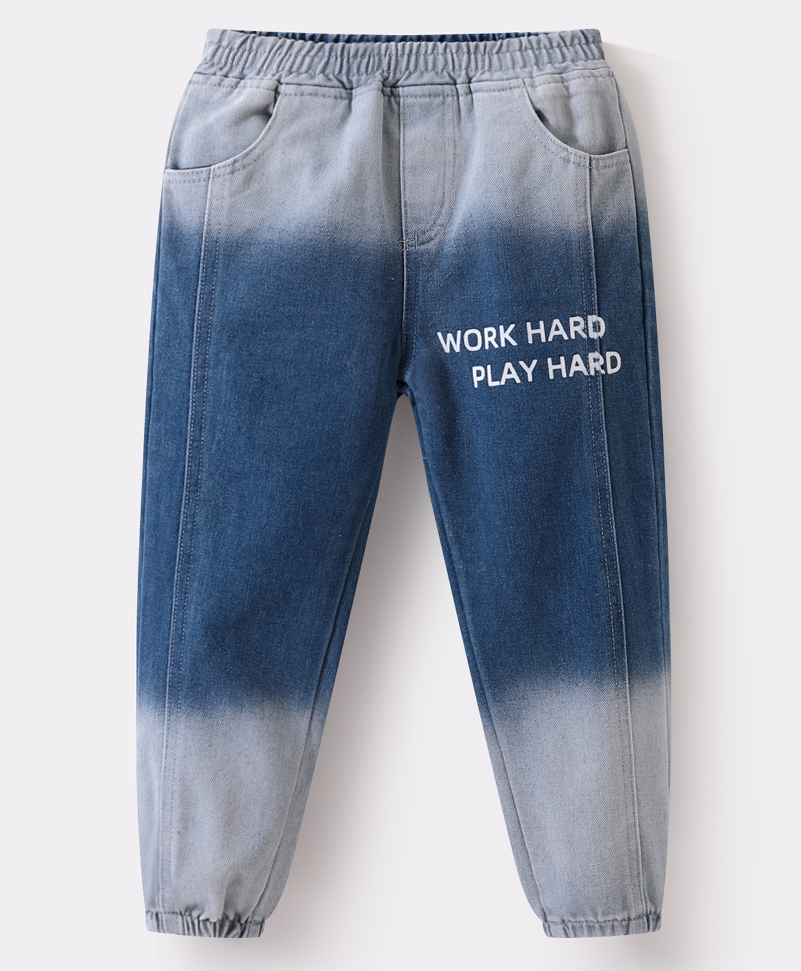 Kookie Kids Full Length Denim Jeans With Text Print - Blue-picture-15