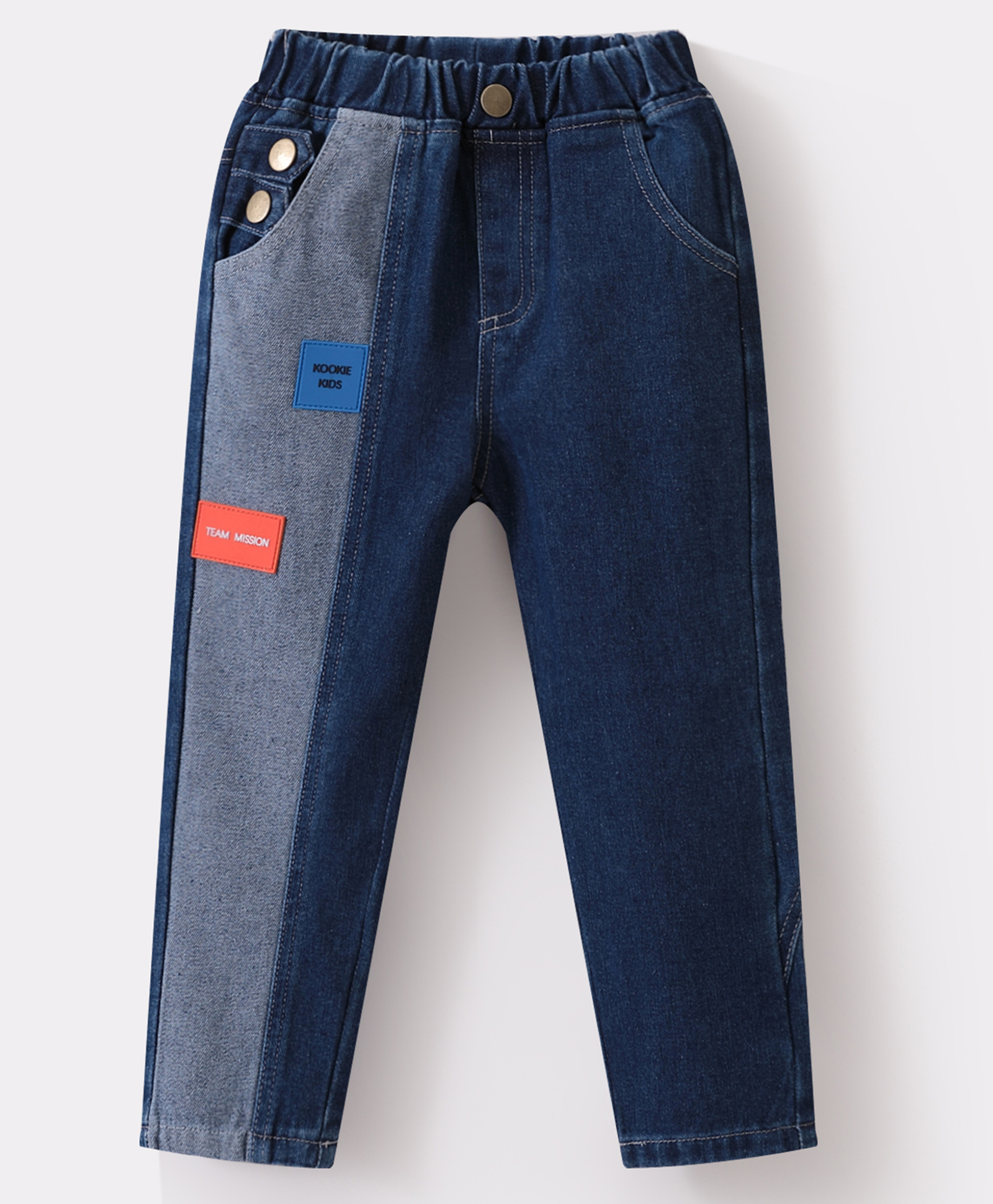 Kookie Kids Full Length Cut & Sew Denim Jeans - Navy Blue-picture-22