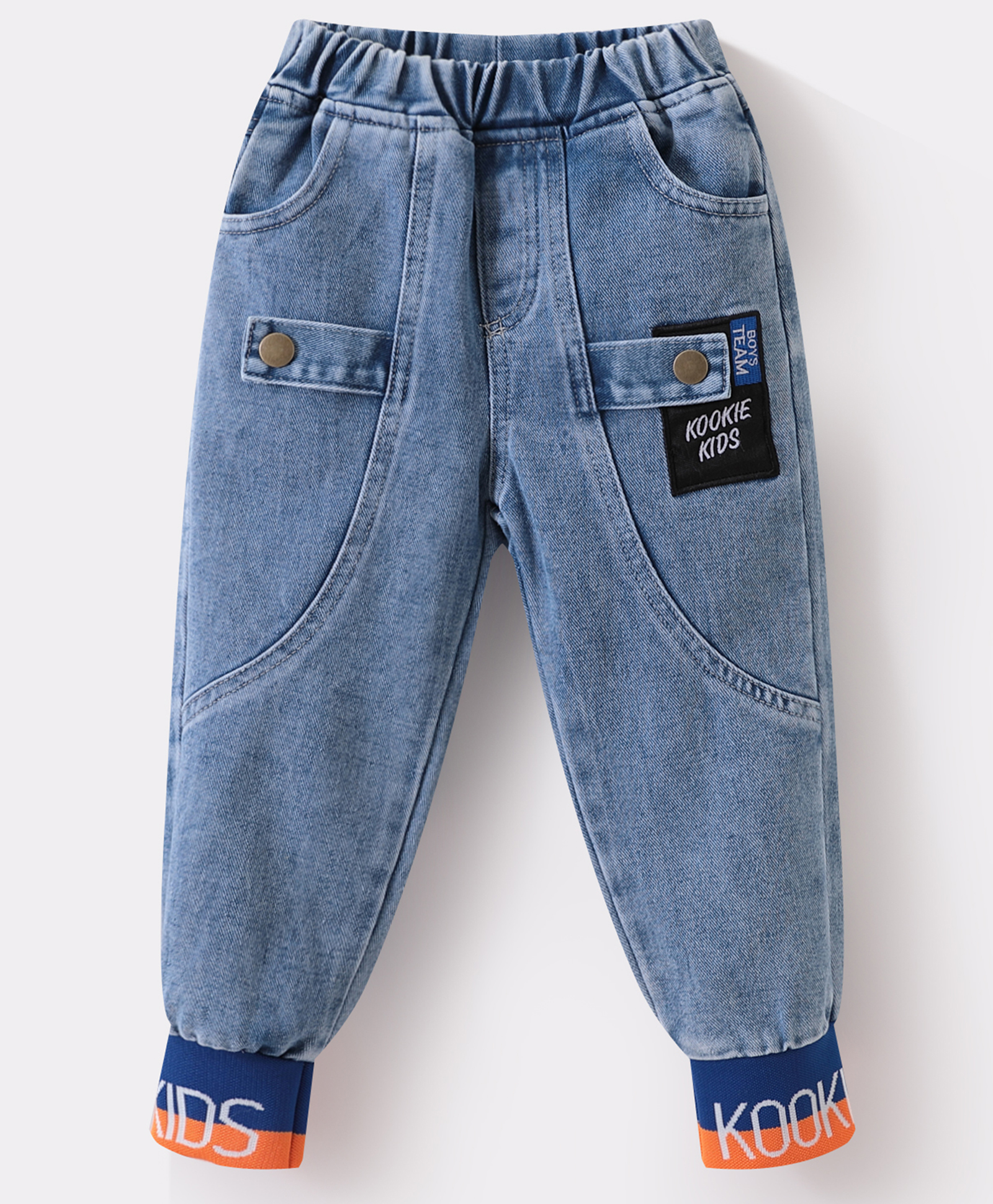 Kookie Kids Full Length Denim Jeans With Text Print - Light Blue-image-6