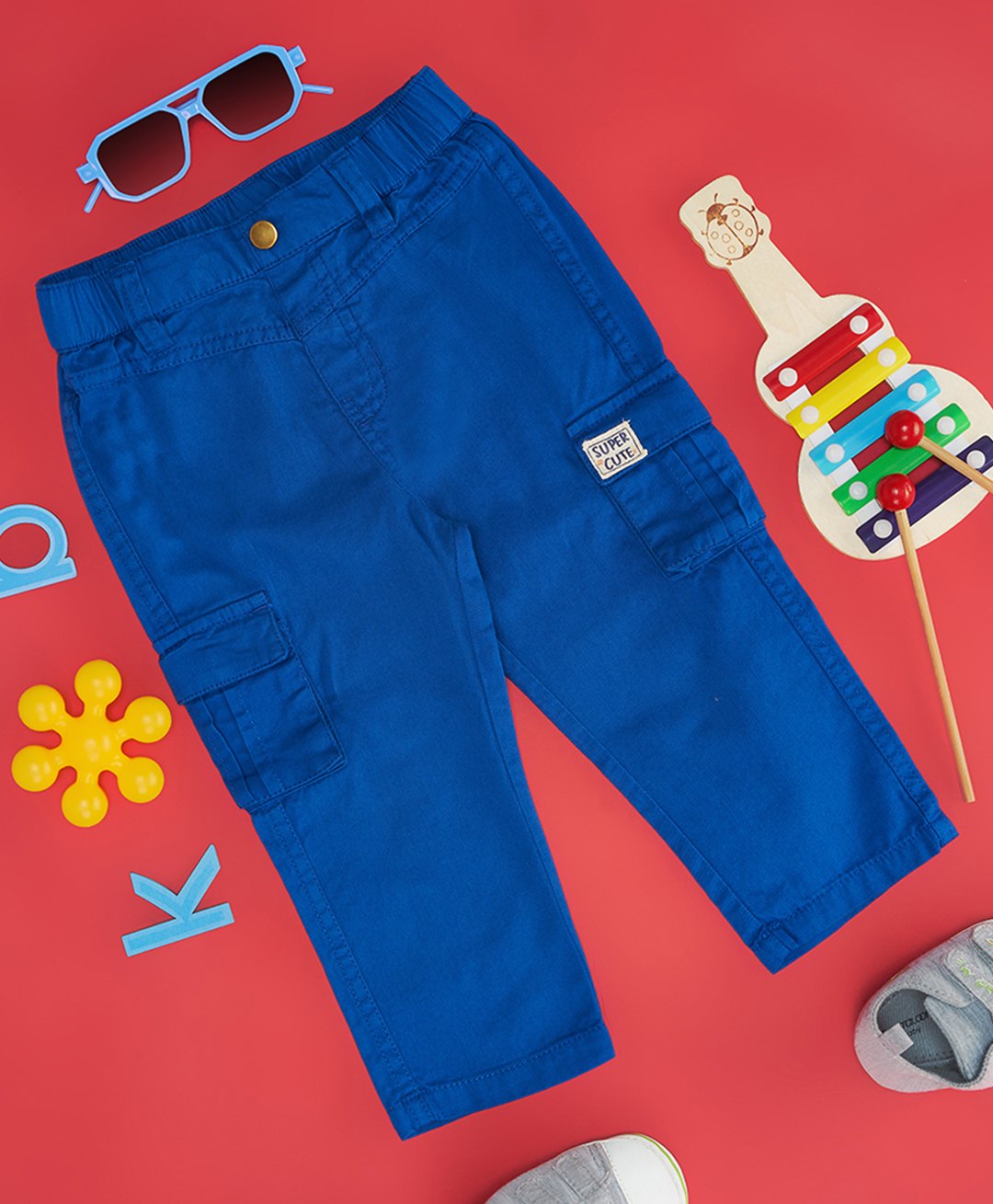 Pantaloons Baby Pocket Detailed Super Cute Text Patch Pant - Blue-picture-12