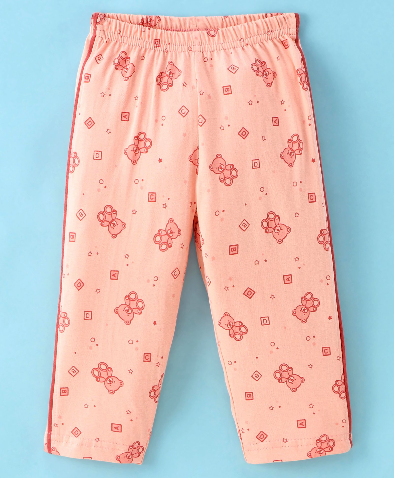 Tango Single Jersey Full Length Track Pant Teddy Print - Peach-image-24