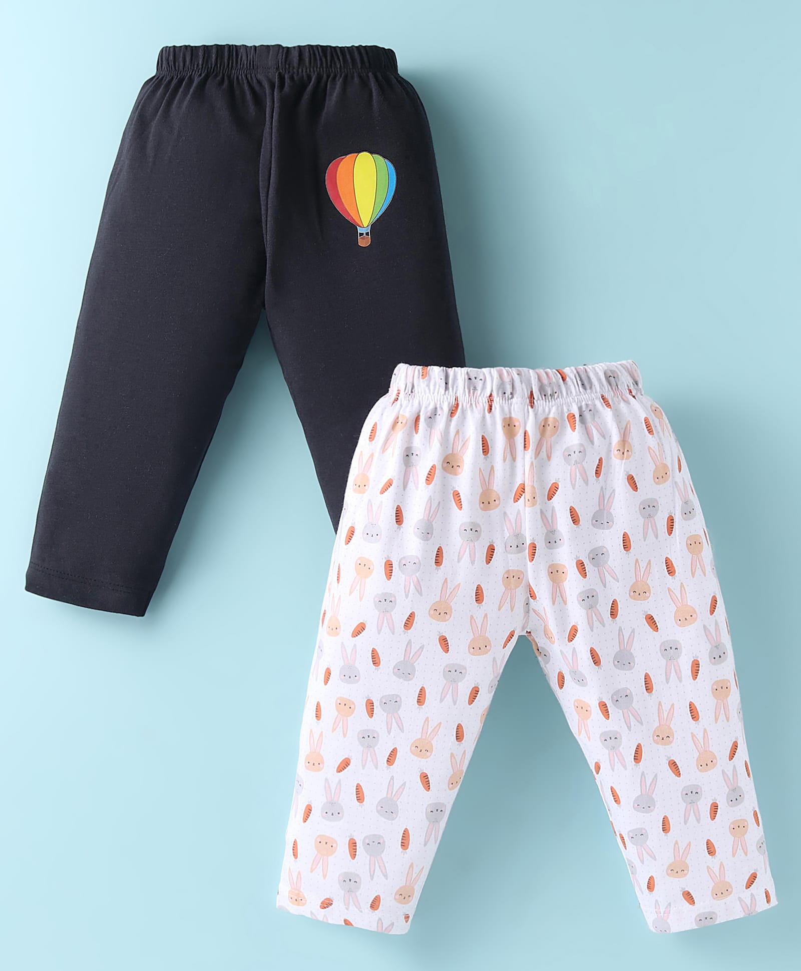 Ben Benny Interlock Knit Full Length Bunny Printed Lounge Pants Pack of 2 - White & Black-picture-12