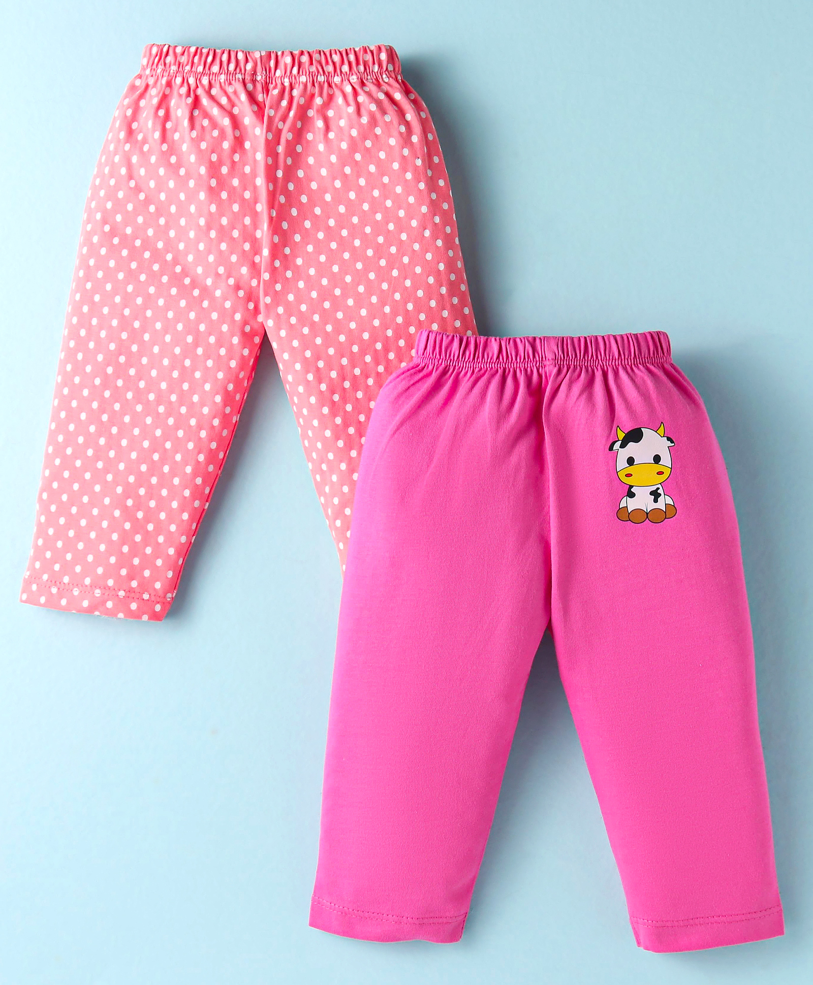 Ben Benny Interlock Knit Full Length Lounge Pant with Polka Dots & Cow Print Pack of 2 - Dark Pink-picture-24