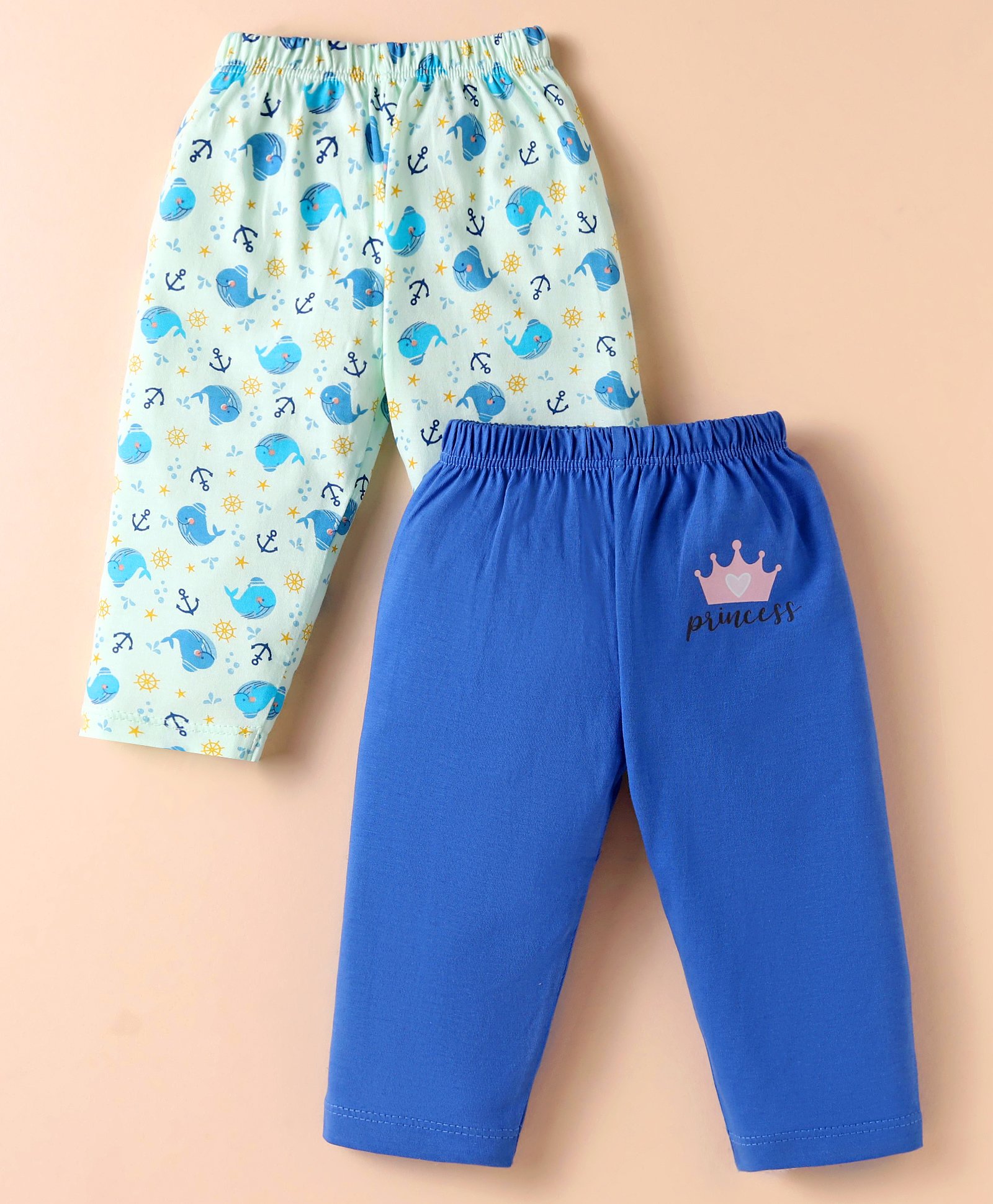 Ben Benny Interlock Knit Full Length Lounge Pant with Whale Print Pack of 2 - Blue& White-picture-18