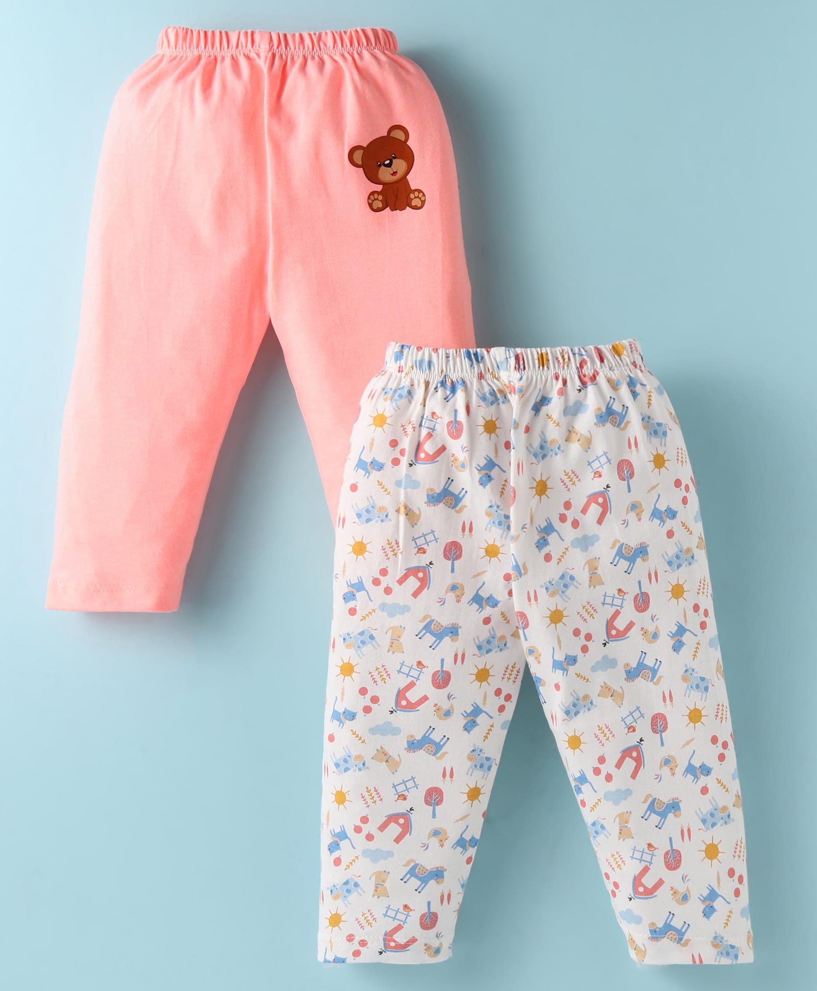 Ben Benny Interlock Knit Full Length Toy Printed Lounge Pants - Pink & White-image-3