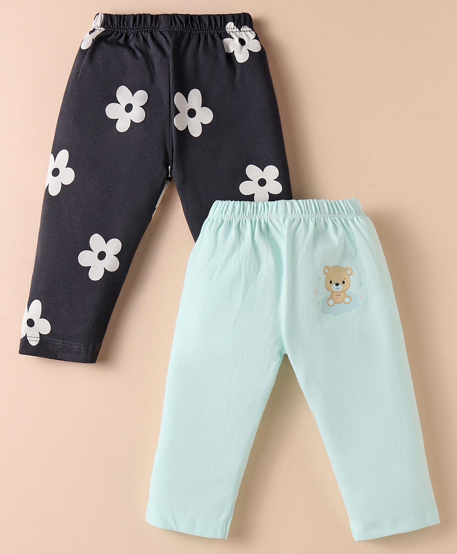Ben Benny Interlock Knit Full Length Lounge Pant with Floral & Bear Print Pack of 2 - Black & Light Blue-picture-21
