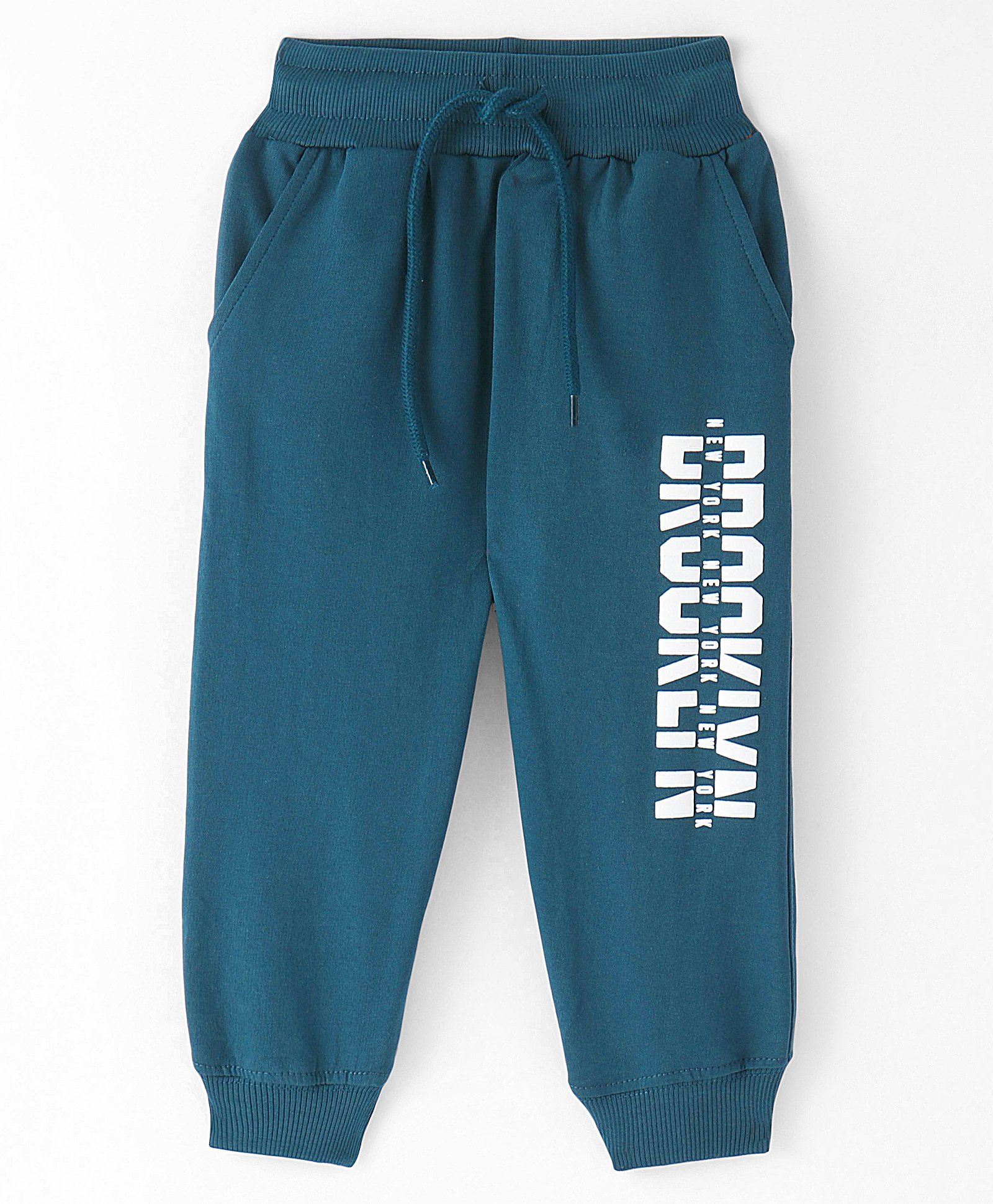 Taeko Looper Knit Full Length Lounge Pants With Text Print - Teal Blue-picture-24