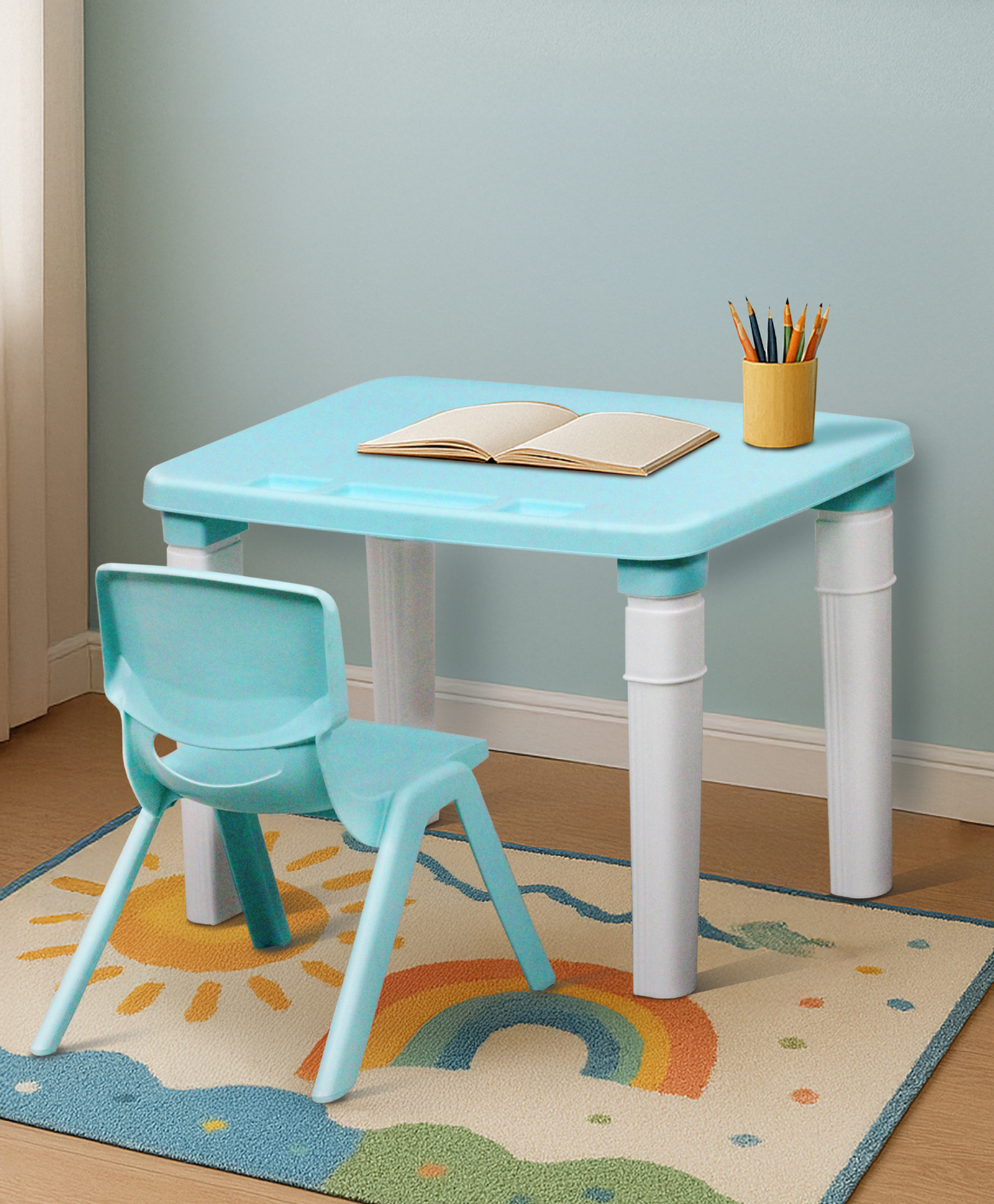 Happy Bear Study Table and Chair set for kids - Blue-picture-28