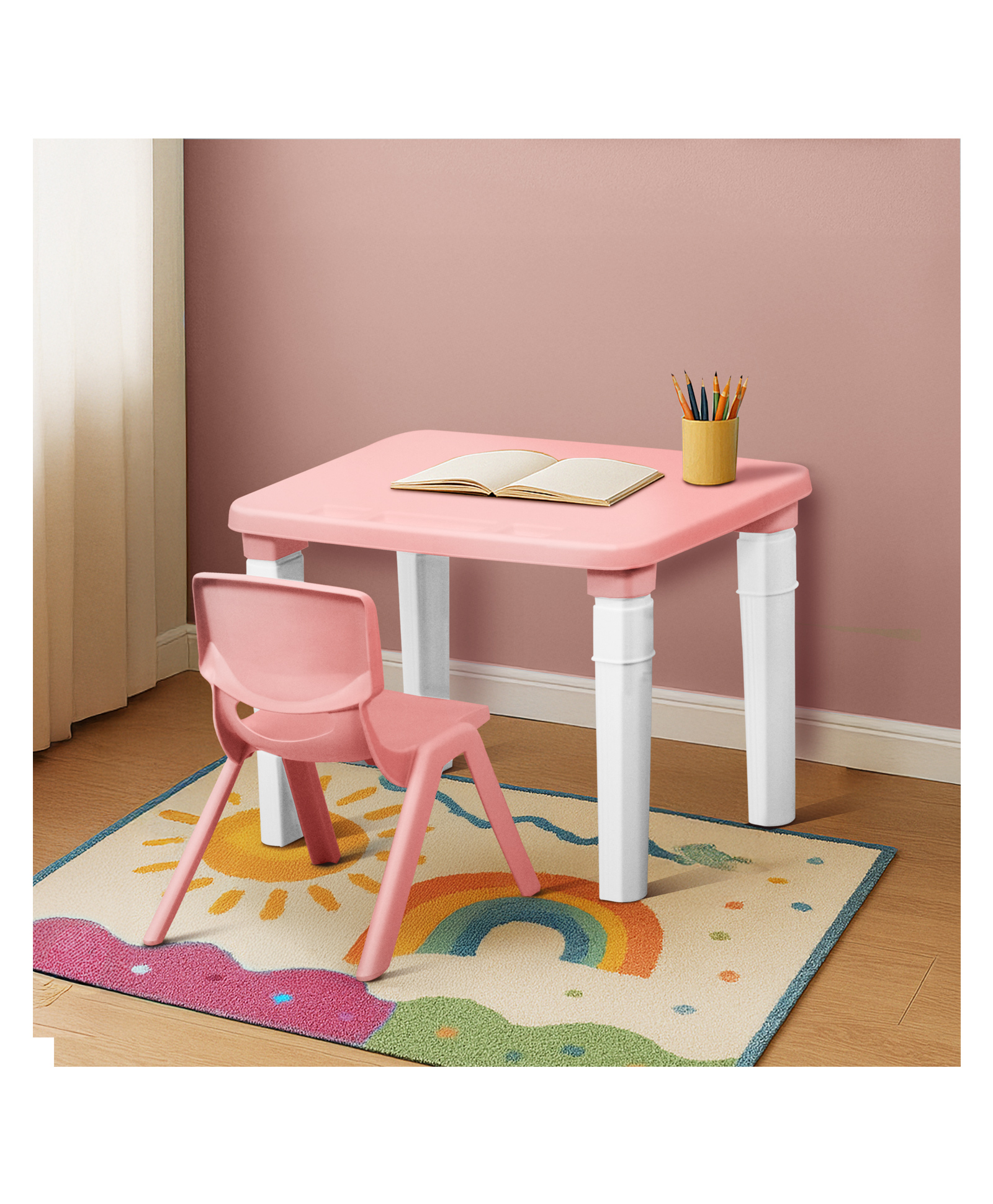 Happy Bear Study Table and Chair set for kids - Pink-picture-26
