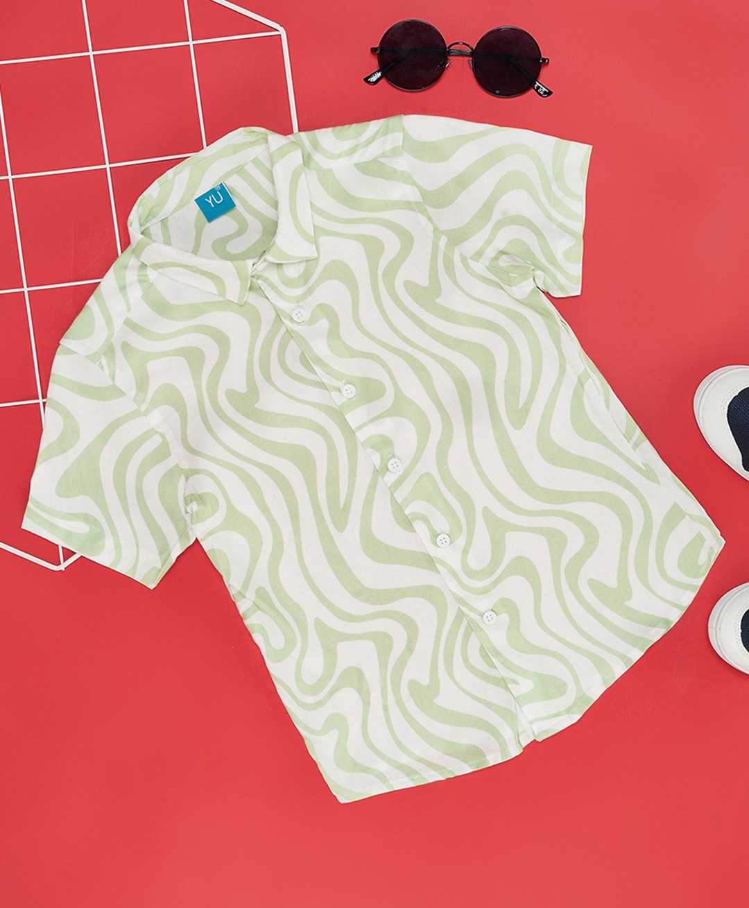 YU by Pantaloons Half Sleeves Abstract Printed Shirt - Mint Green-picture-27