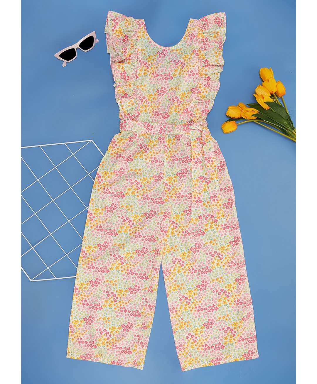YU by Pantaloons Sleeveless Floral Printed Frill Design Jumpsuit - Multi Colour-picture-16