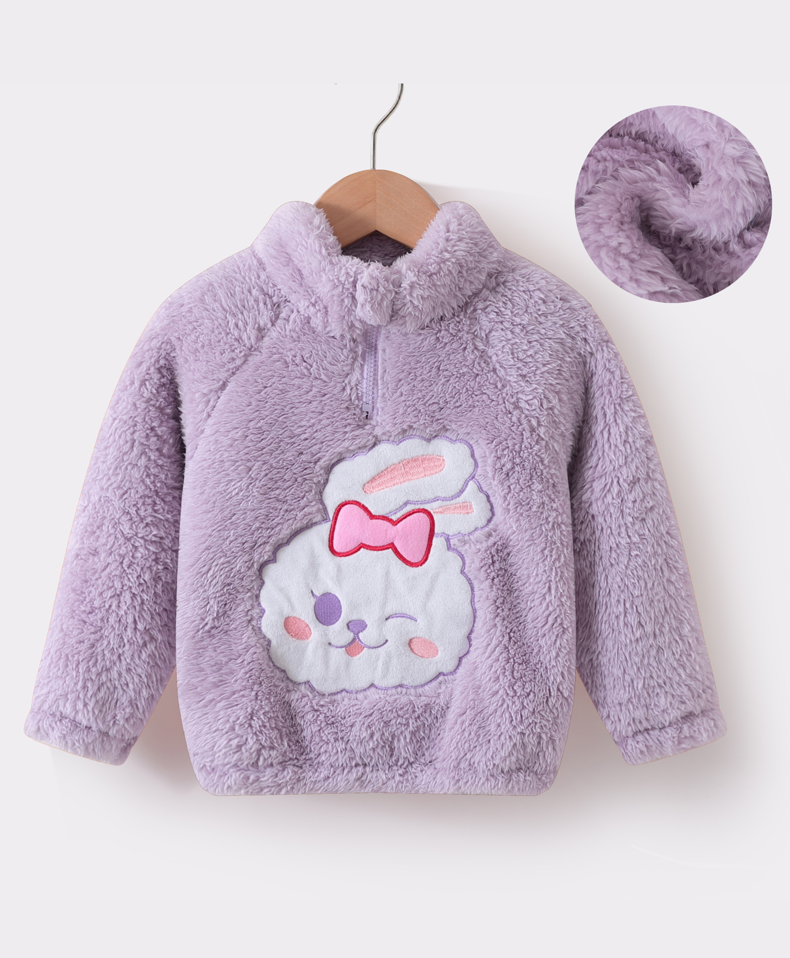 Kookie Kids Full Sleeves Sweatshirt With Bunny Patch - Purple-picture-21