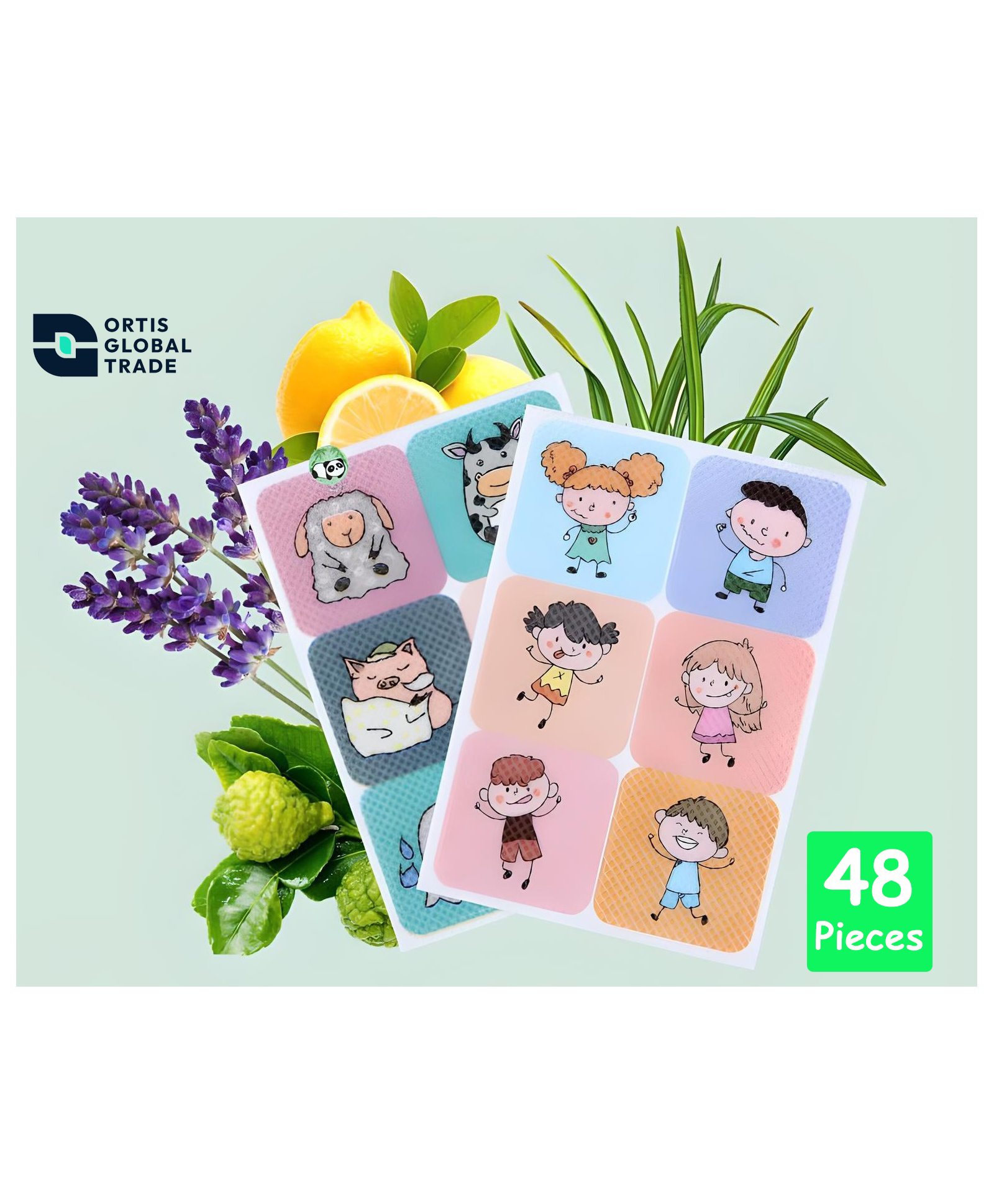 Ortis Waterproof Natural Mosquito Repellent Sticker - 48 Pieces (Colour & Print May Vary)