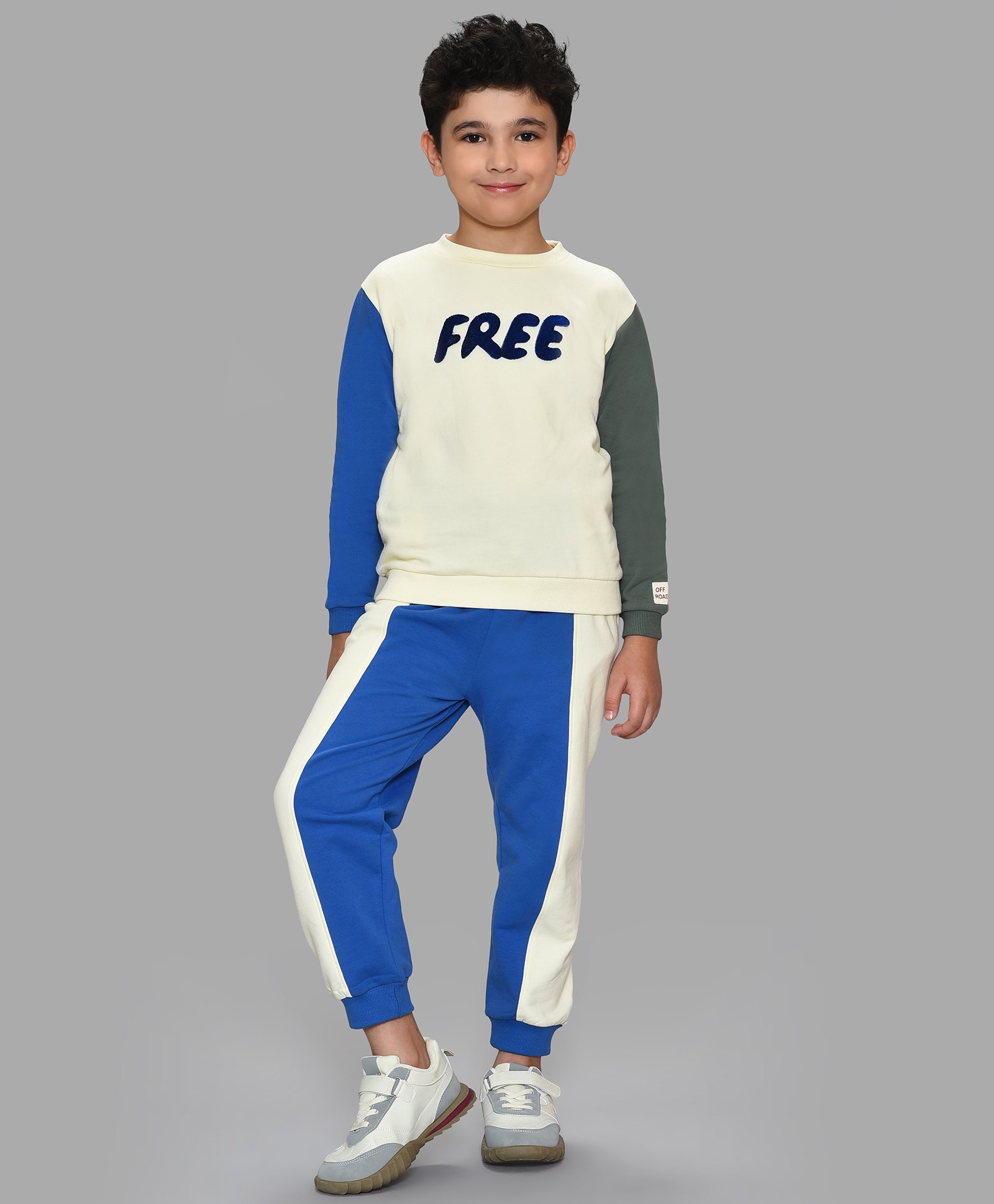 Mi Arcus Full Sleeves Color Block Sweatshirt & Pajama Set - White & Blue-image-45