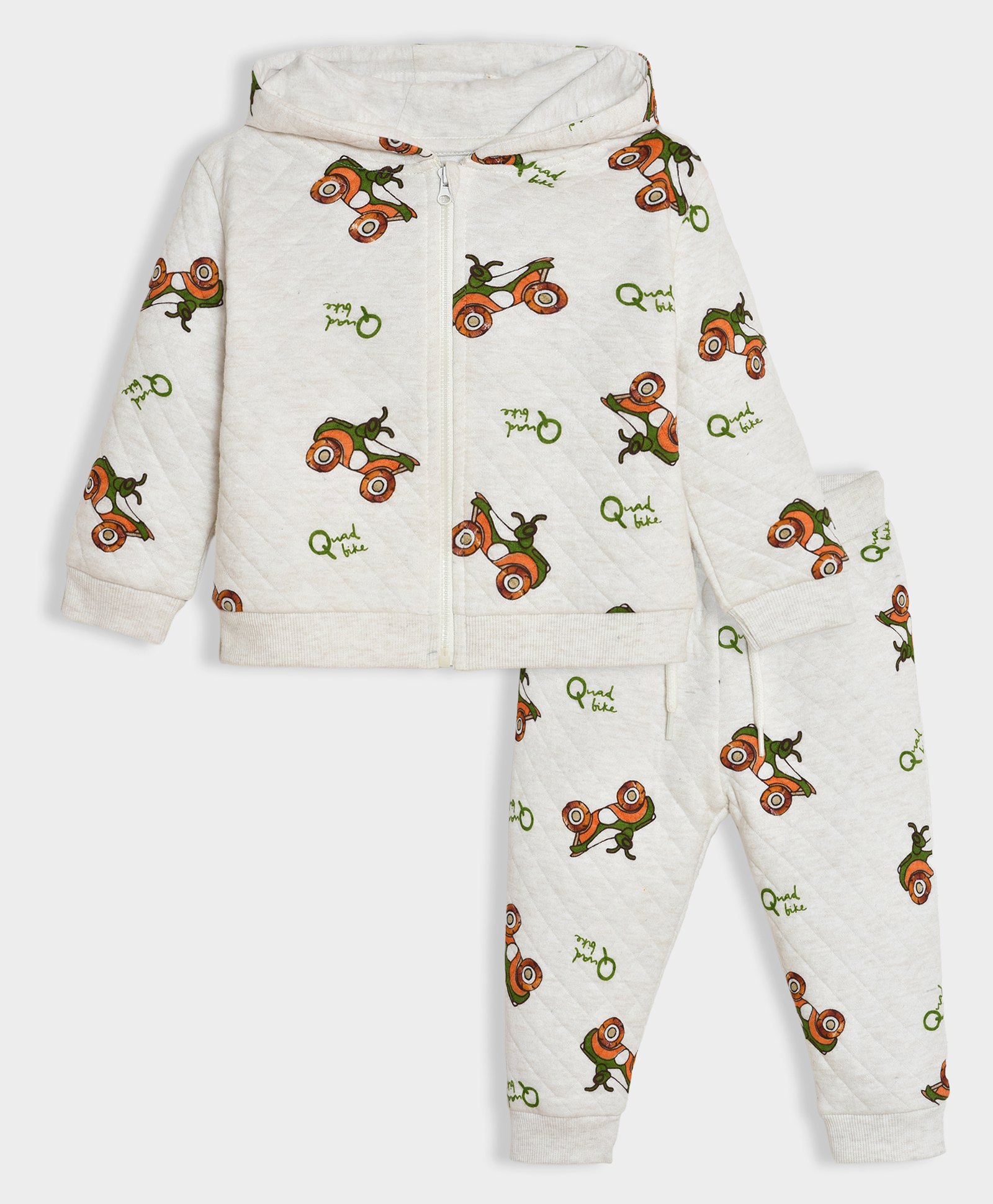 Mi Arcus Full Sleeves Bike Printed Sweatshirt with Coordinating Joggers Set - Off White-image-15