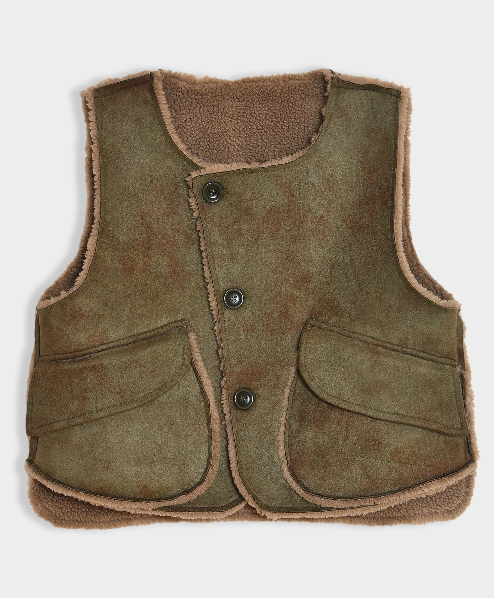 Mi Arcus Sleeveless Suede Solid Jacket - Olive-image-41