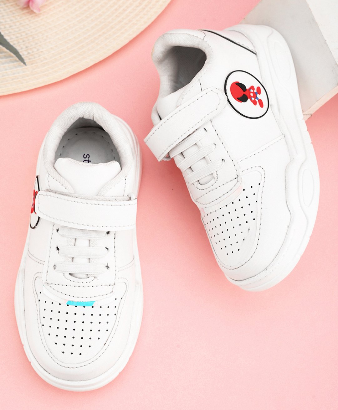 Steprite Lace Up Design Velcro Closure Sneakers - White-picture-28