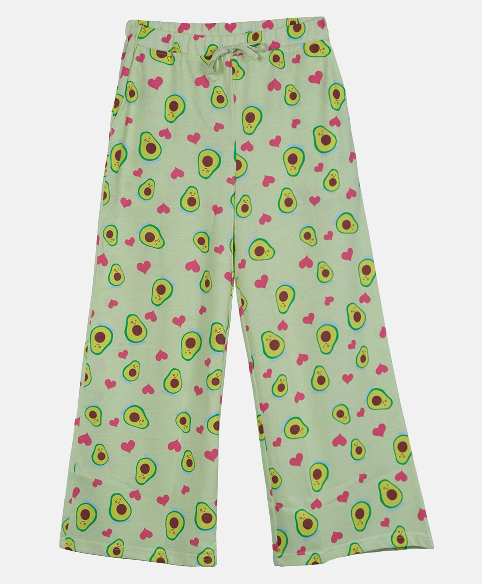 Kiddopanti Cotton Avocados & Hearts Printed Flared Pajama - Lime Green-image-25