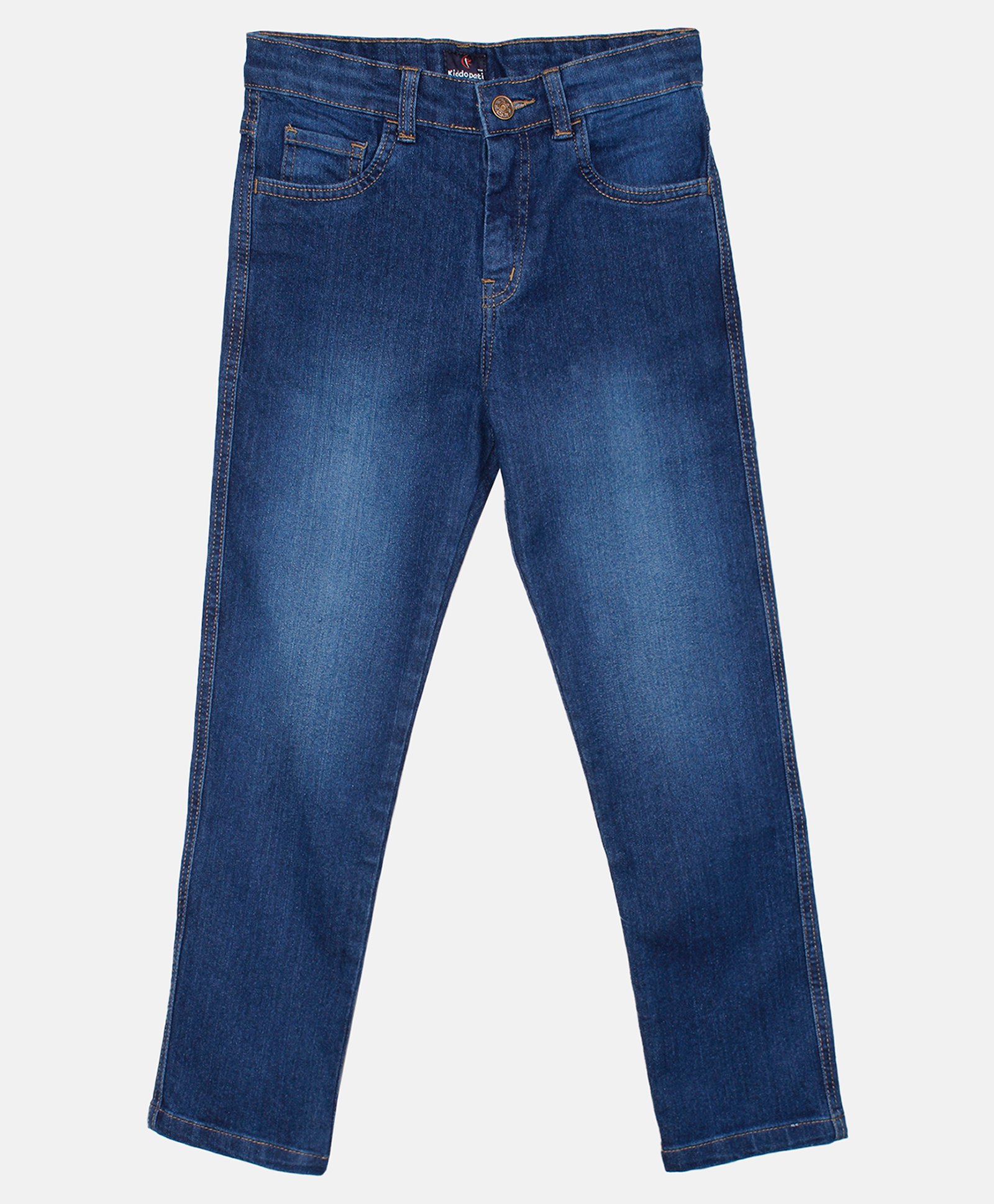 Kiddopanti Full Length Mild Wash Stretchable Denim Jeans - Blue-picture-21