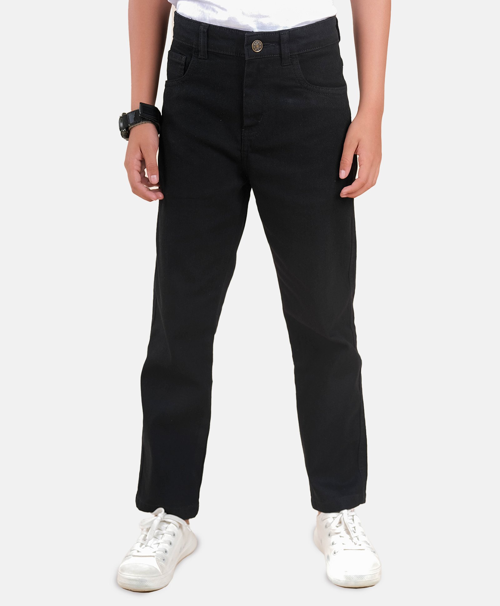 Kiddopanti Full Length Solid Stretchable Denim Jeans - Black-picture-27