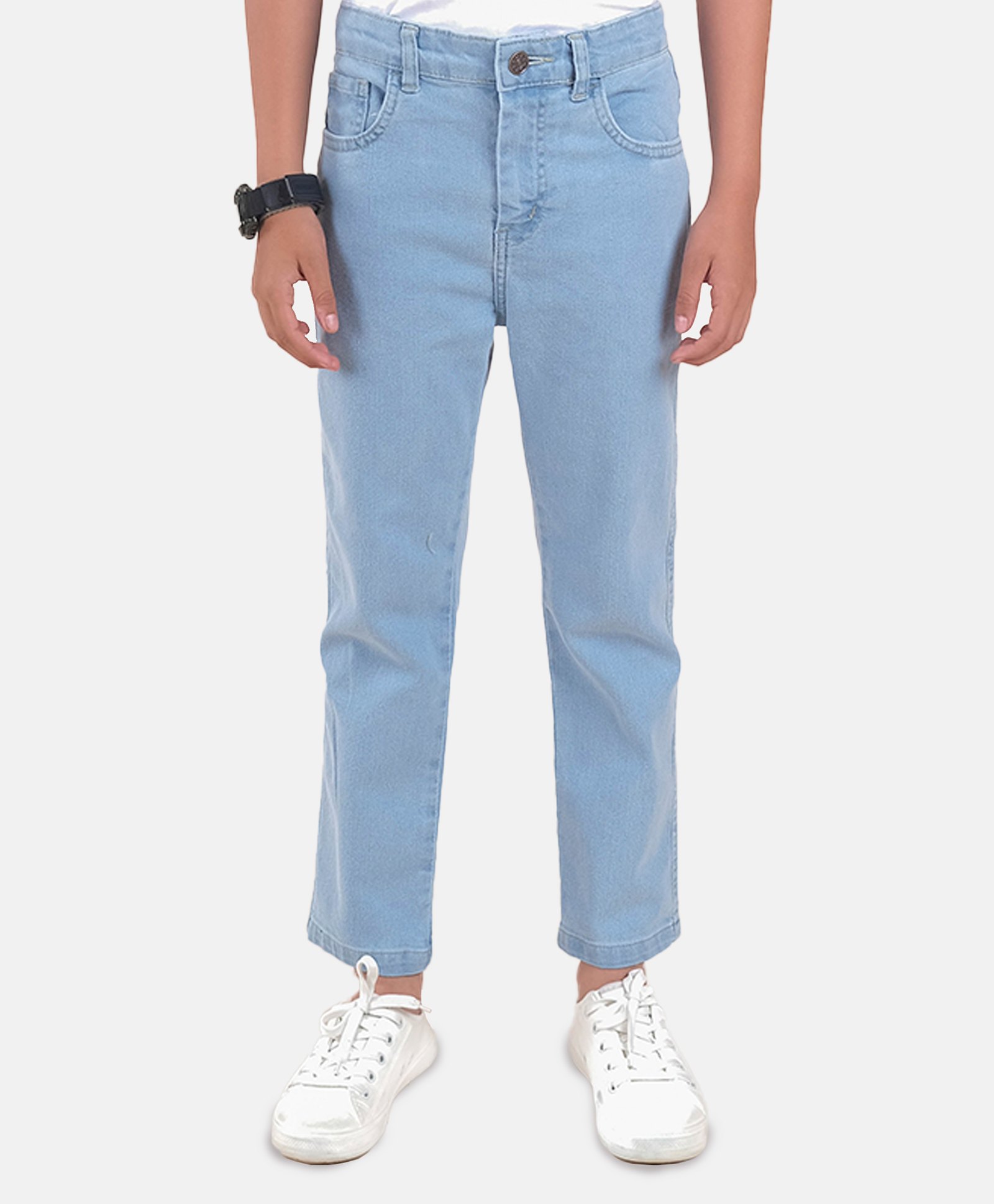 Kiddopanti Full Length Solid Stretchable Denim Jeans -  Light Blue-picture-28