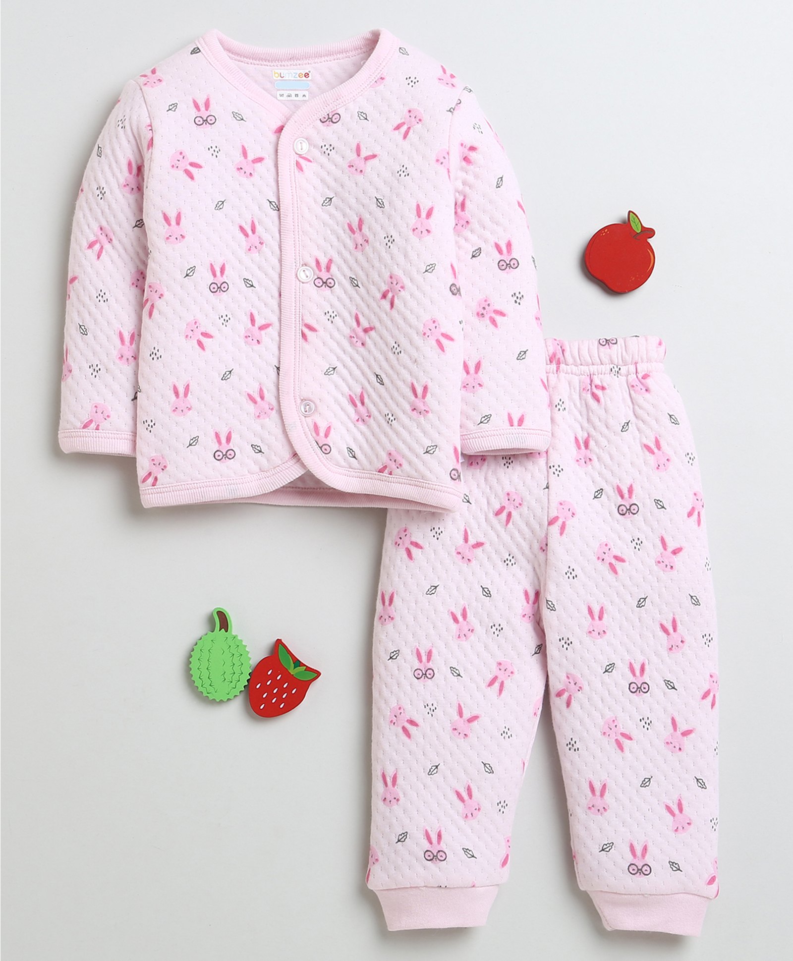BUMZEE Full Sleeves Bunny Printed Winter Wear Set - Pink-image-32