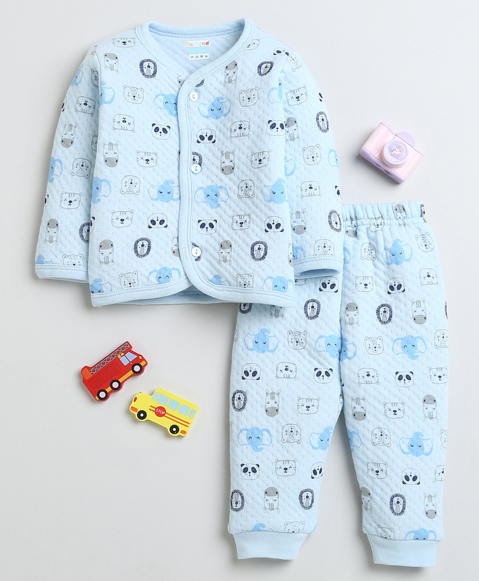 BUMZEE Full Sleeves Animal Printed Winter Wear Coordinating Set - Sky Blue-image-17