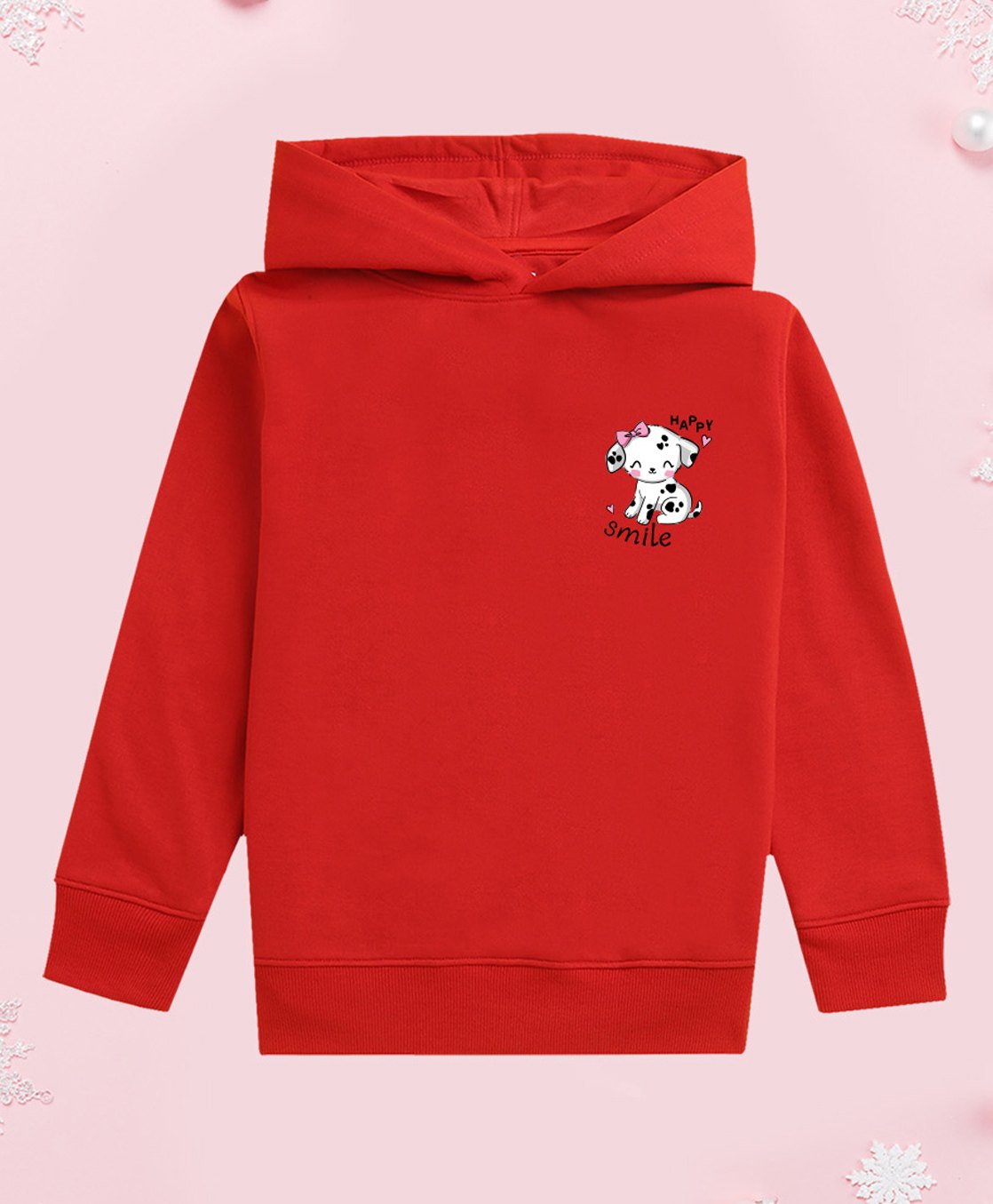 NUSYL Fleece Full Sleeves Cute Puppy Printed Hoodie - Red-picture-33