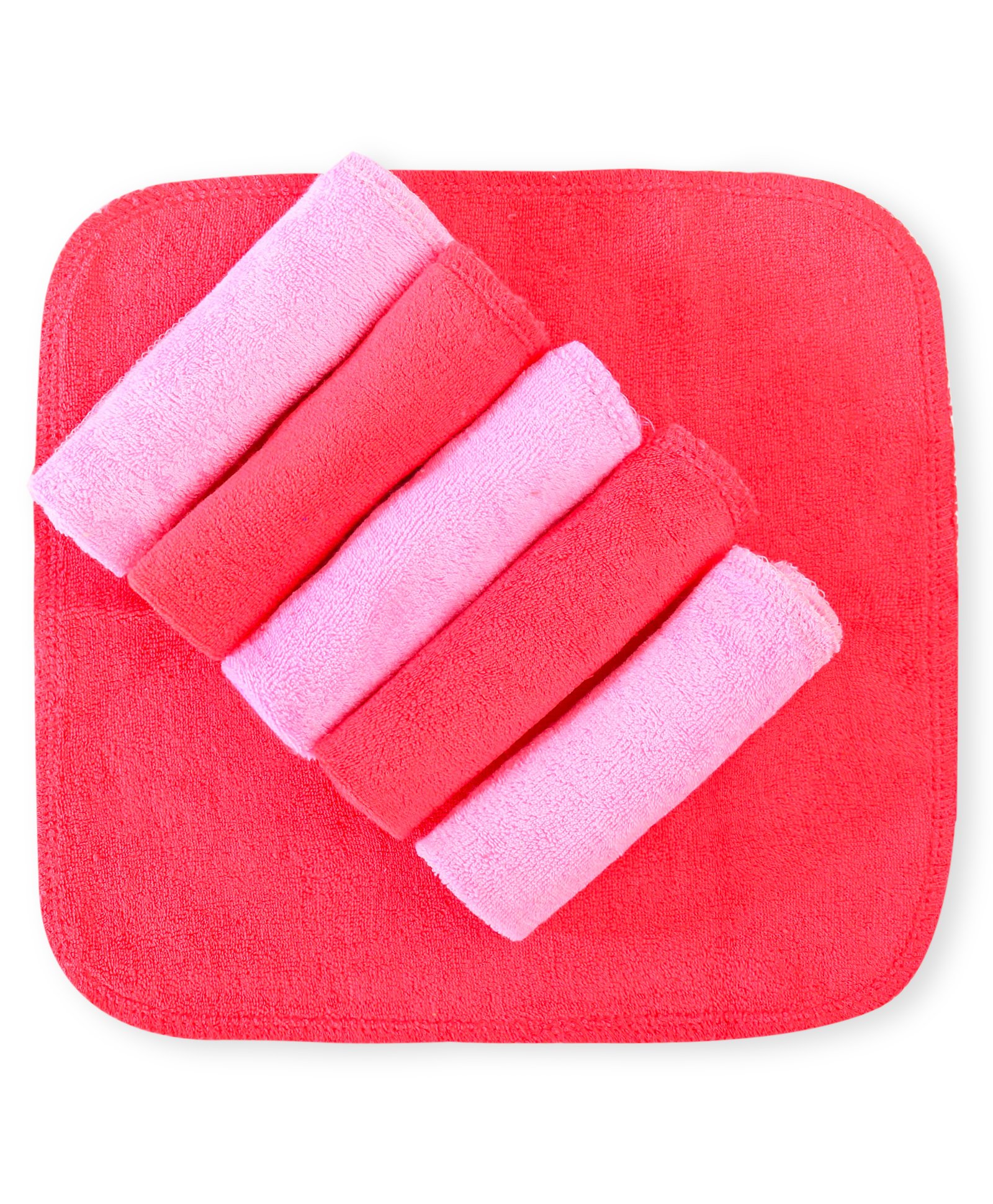 Babyhug Cotton Knit Hand & Face Towels Pack of 6- Baby Pink & Dark Pink-image-36