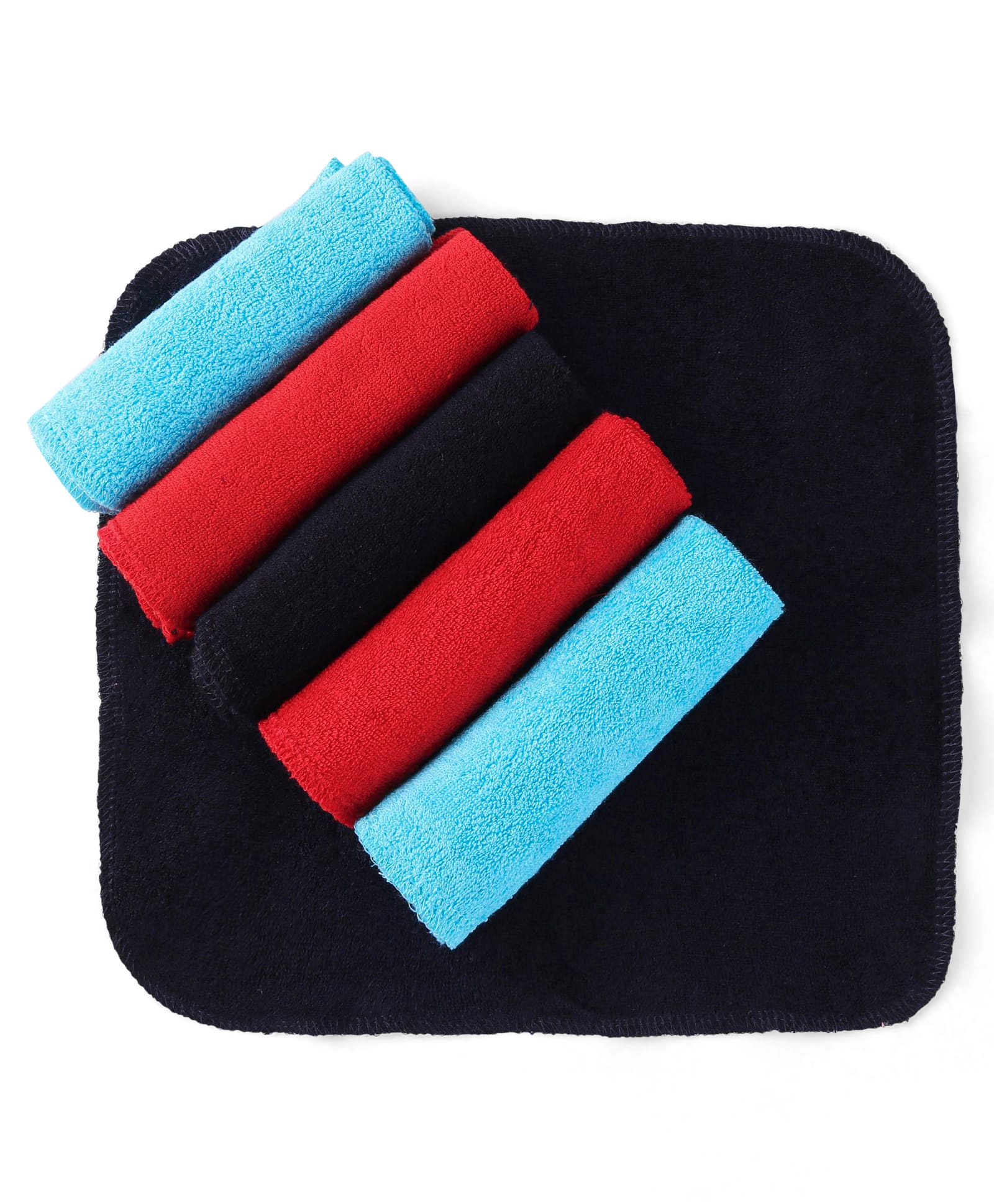 Babyhug Cotton Knit Solid Hand and FaceTowels L 25.4 x B 25.4 cm Pack Of 6 - Red & Black-image-17