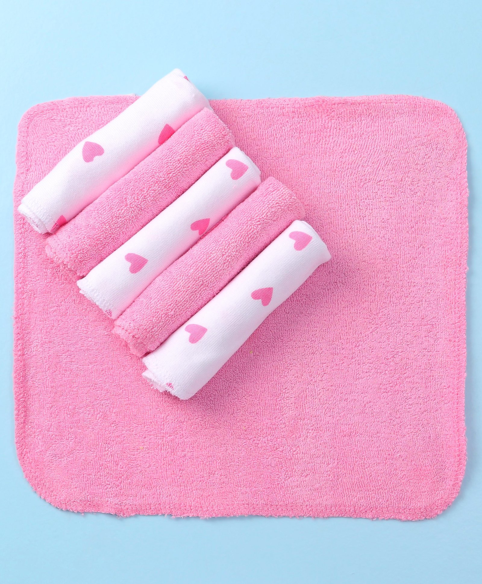 Babyhug Terry Knit Hand and Face Towels L 25.4 x B 25.4 cm Pack of 6 - Multi Colour-picture-13