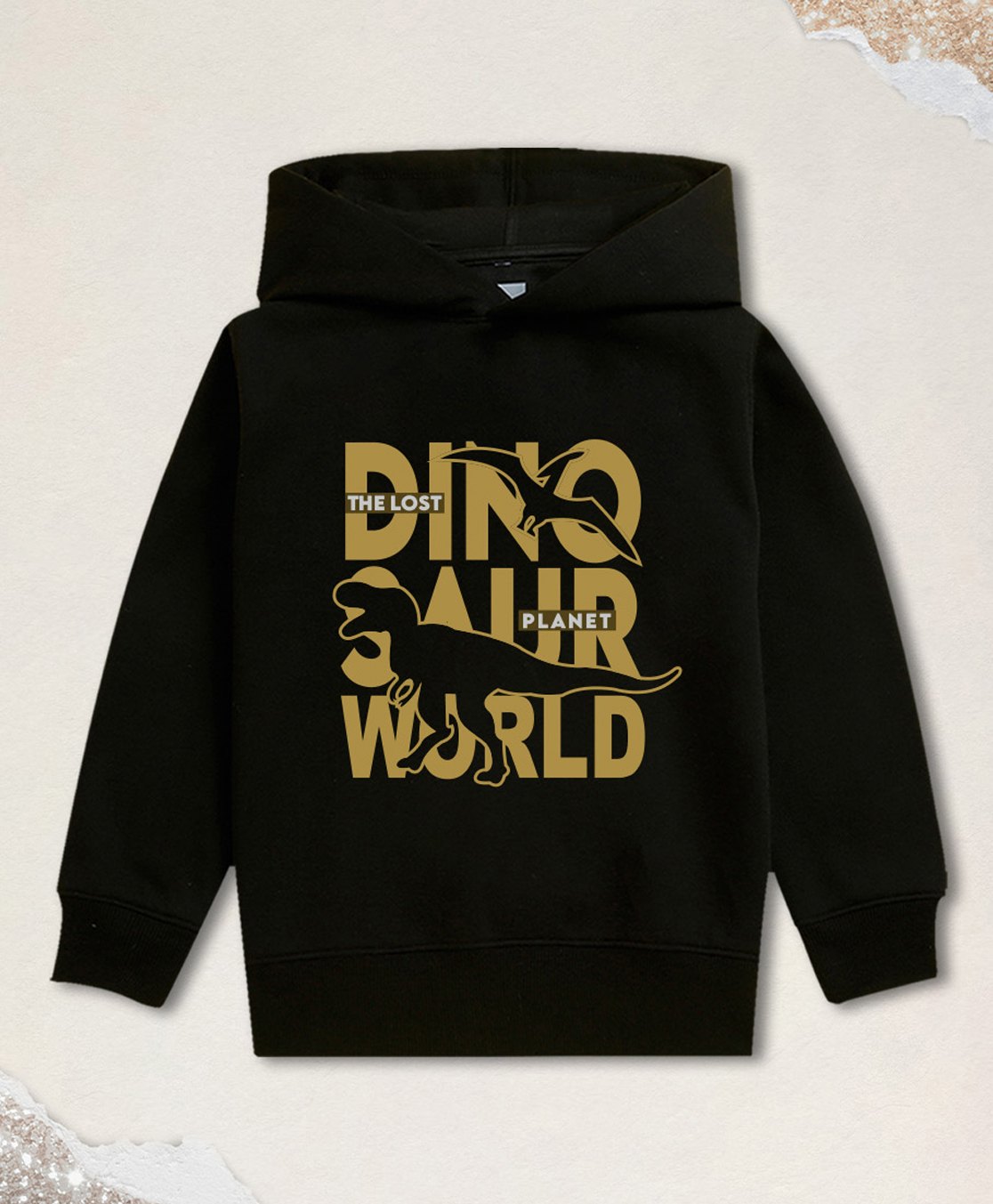 NUSYL Fleece Full Sleeves Dinosaur Printed Hoodie - Black-picture-38