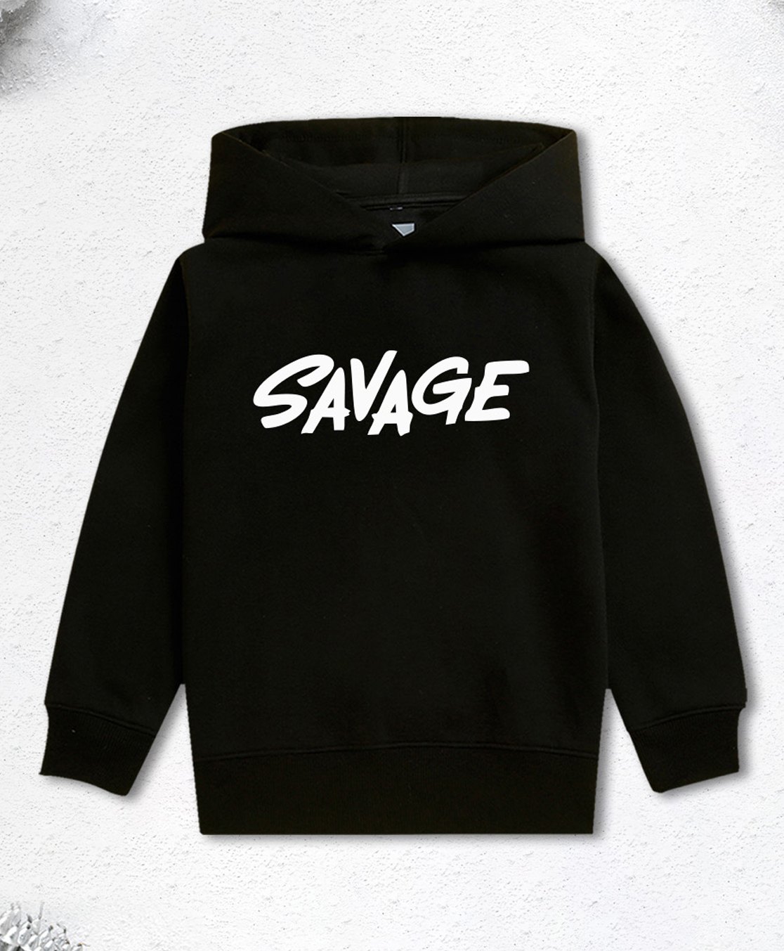 NUSYL Fleece Full Sleeves Savage Text Printed Hoodie - Black-picture-31