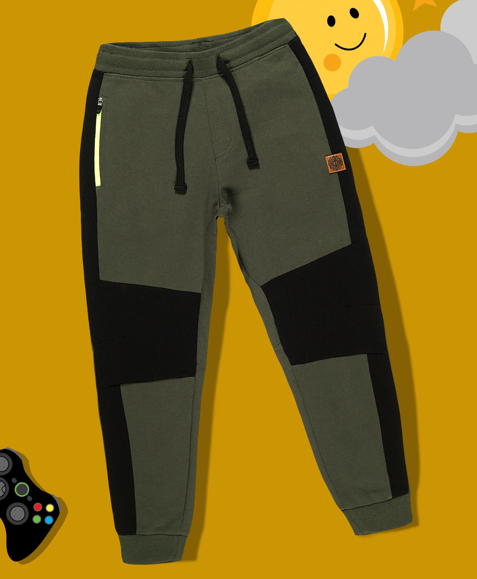 3PIN Cotton Colour Blocked Joggers - Charcoal & Black-picture-10